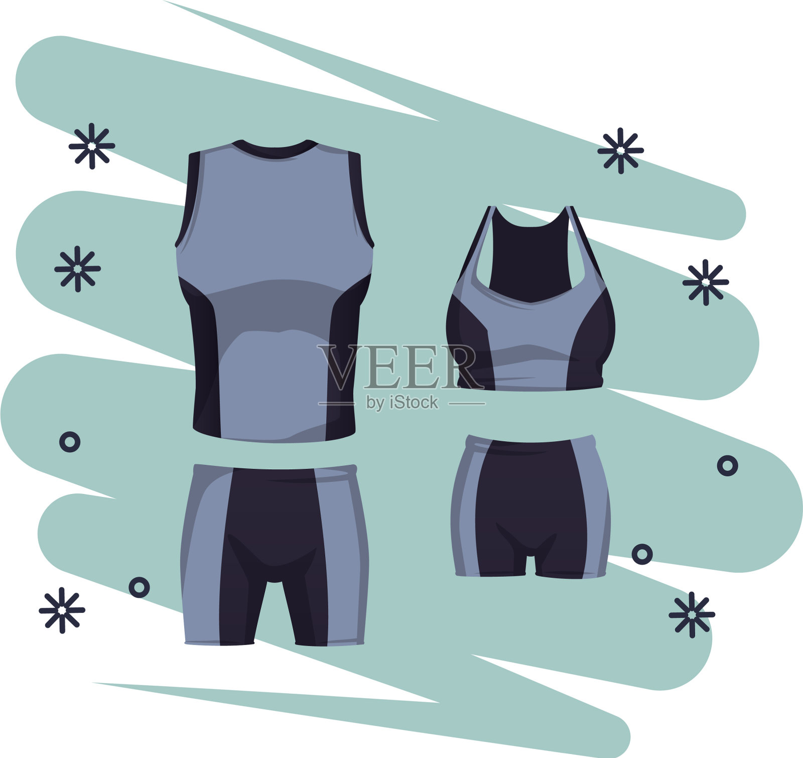 男女运动服装插画图片素材