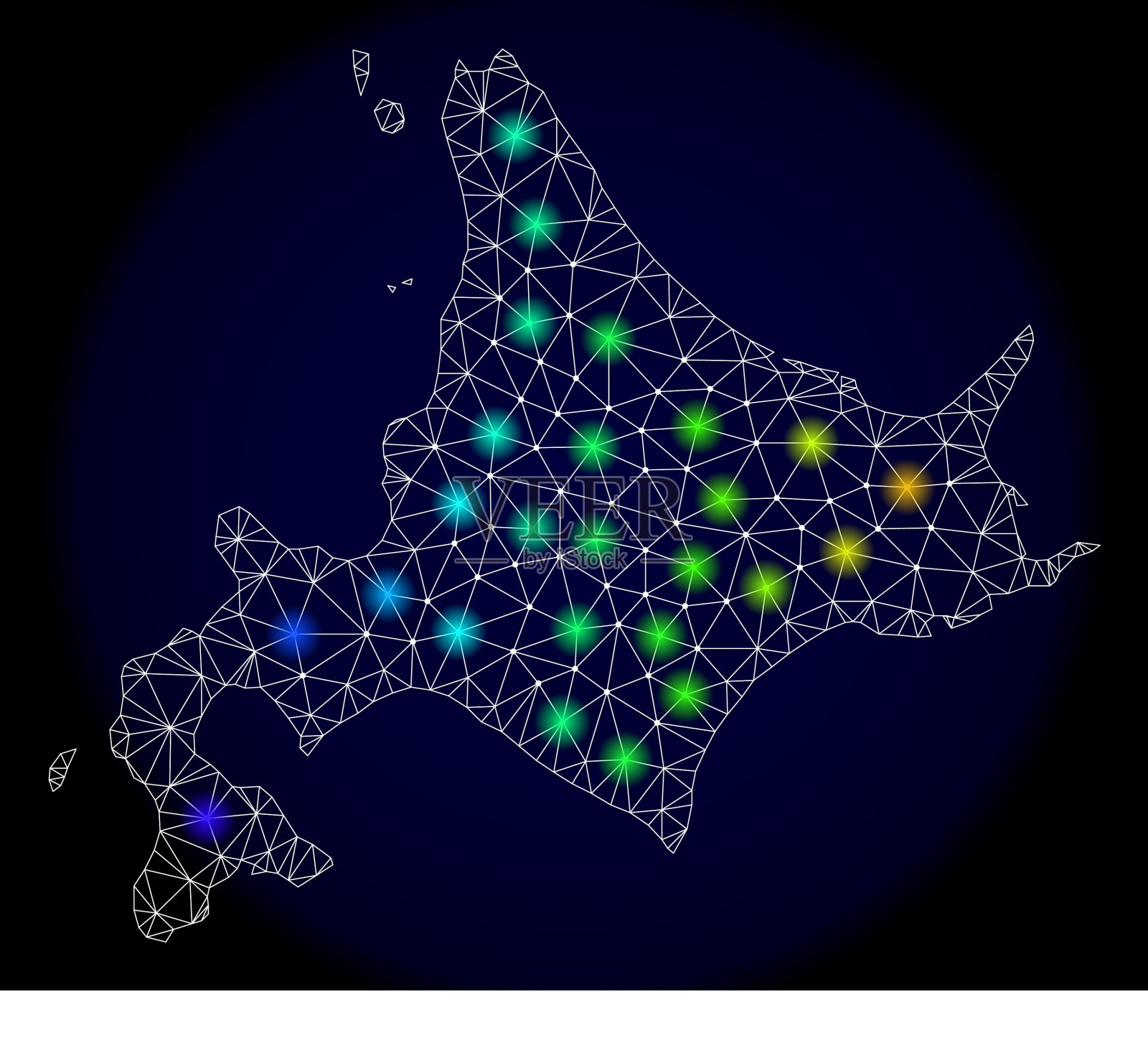 日本北海道多边形线框网格图插画图片素材