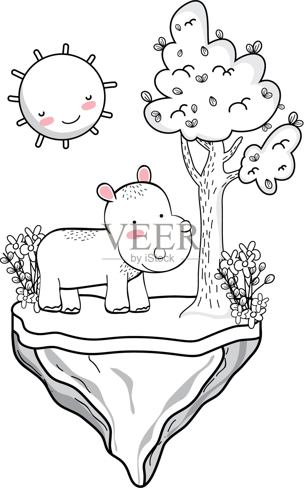 犀牛野生动物卡通设计元素图片