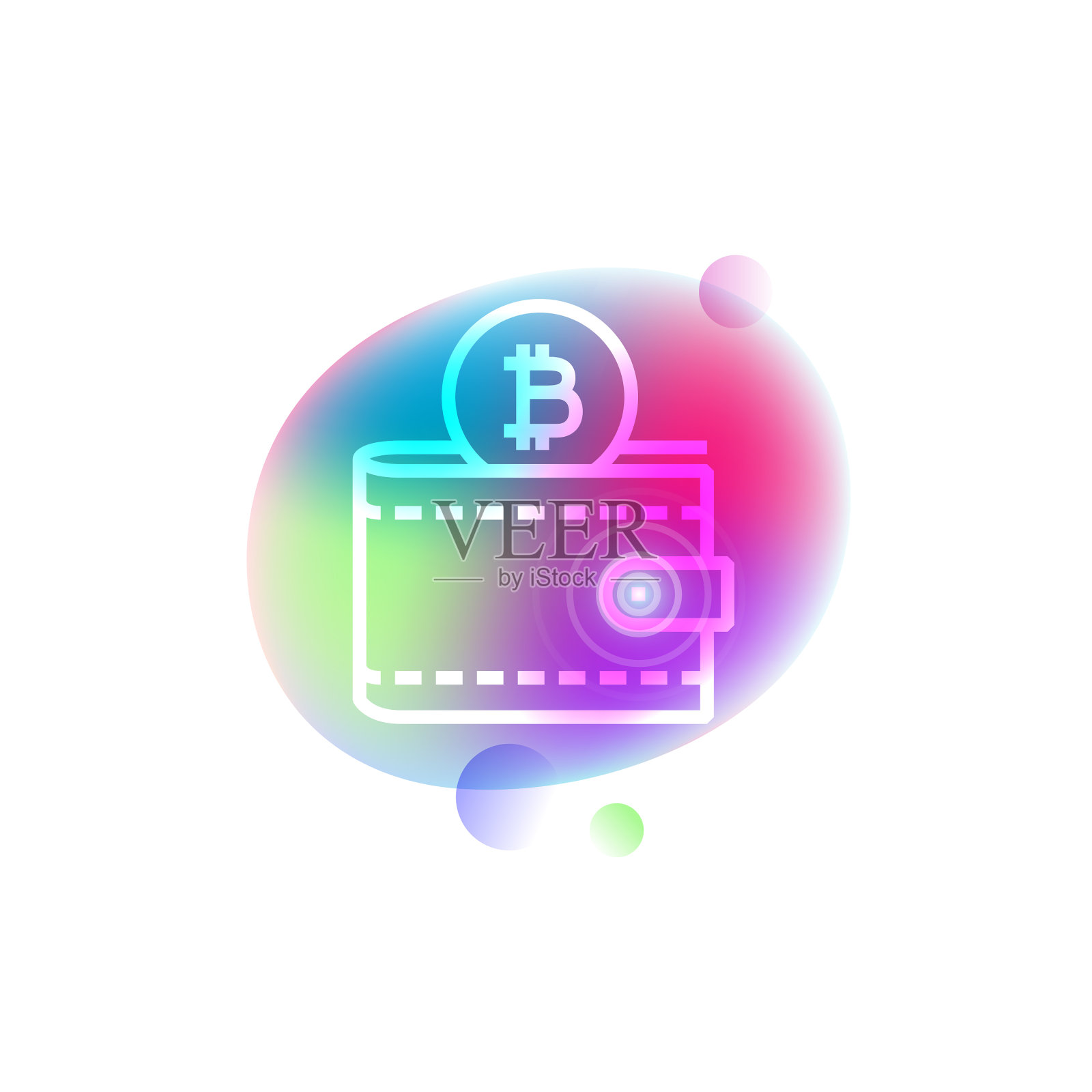 比特币钱包霓虹图标设计元素图片