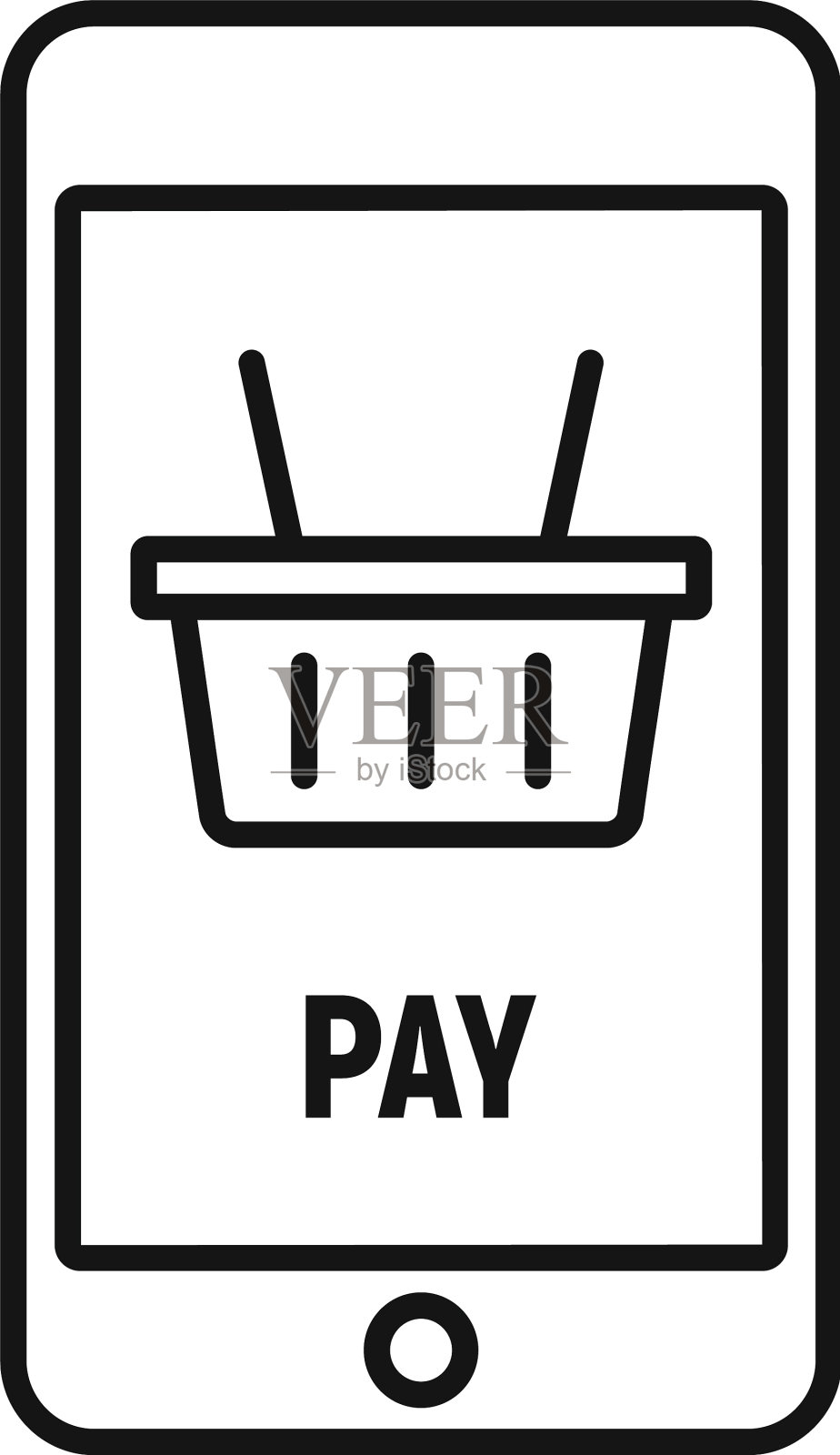 在线智能手机支付图标轮廓风格设计元素图片