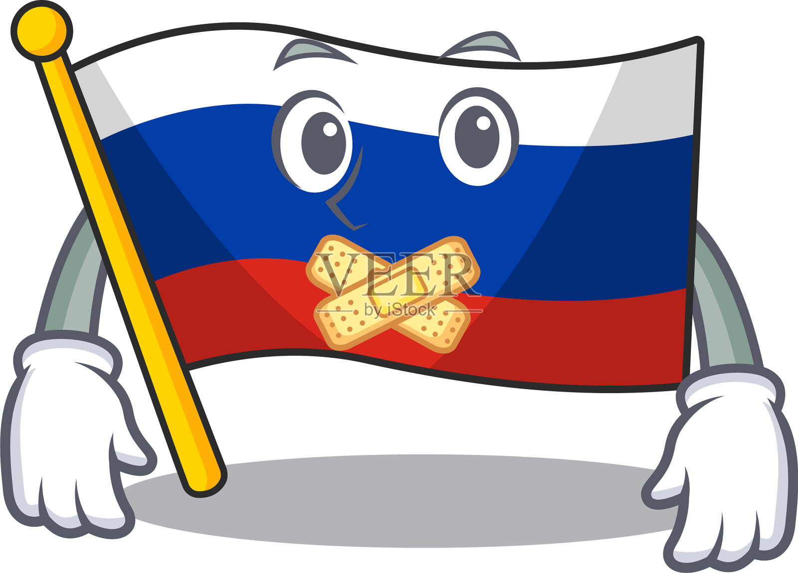 沉默的旗帜俄罗斯孤立在卡通设计元素图片