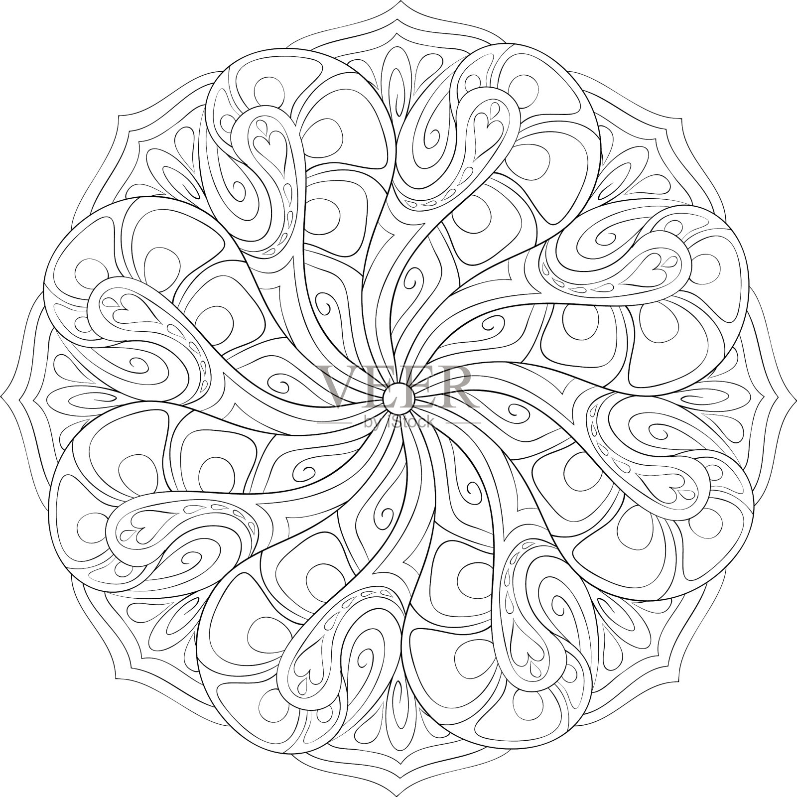 成人涂色书册一幅禅宗曼陀罗图像设计元素图片