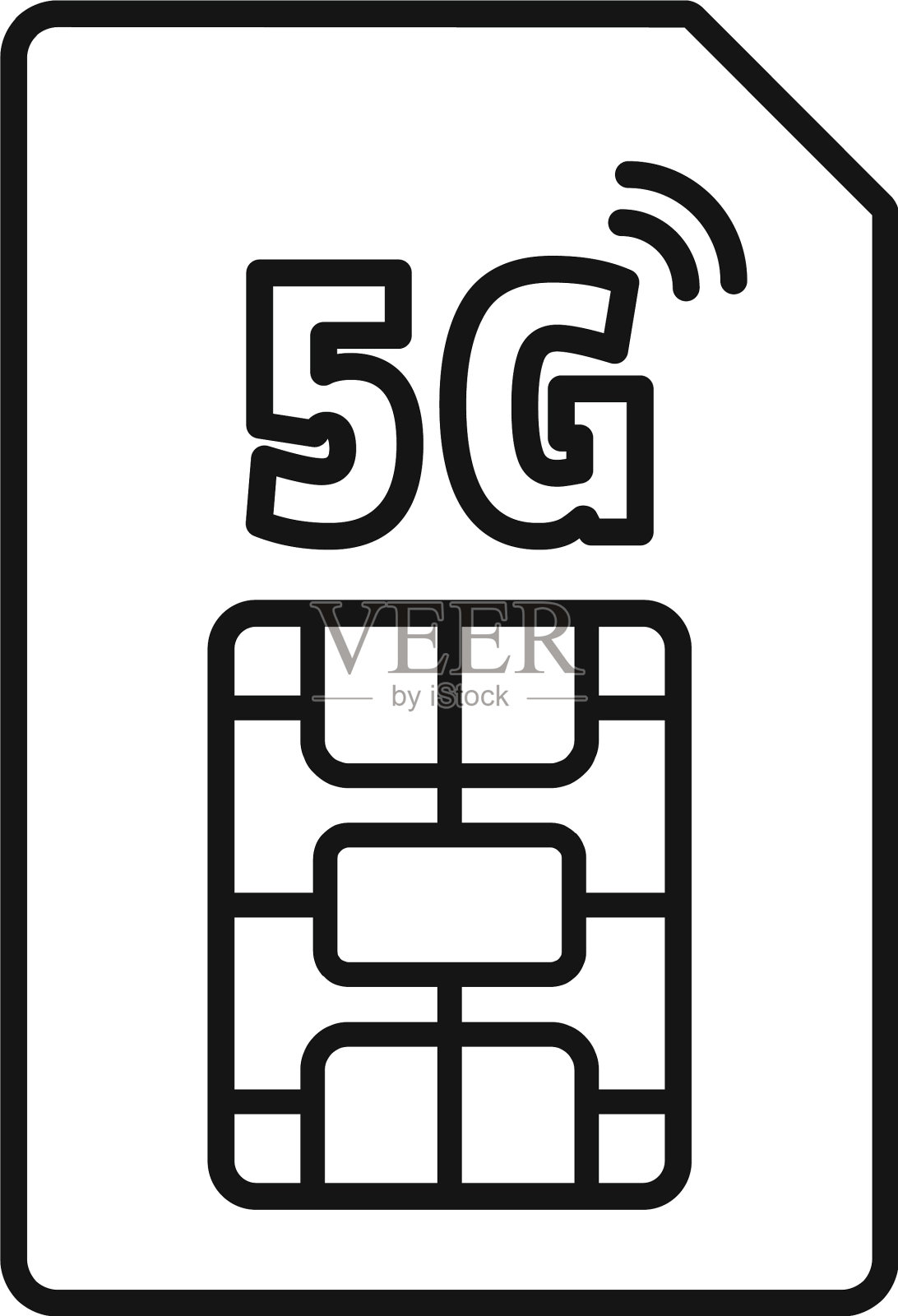 5g手机卡图标轮廓风格设计元素图片