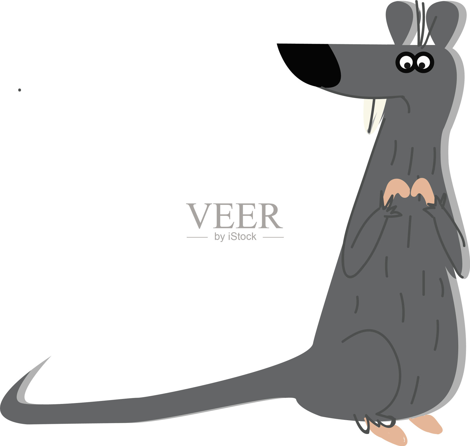 一只长着长长的尾巴的灰色大老鼠设计元素图片