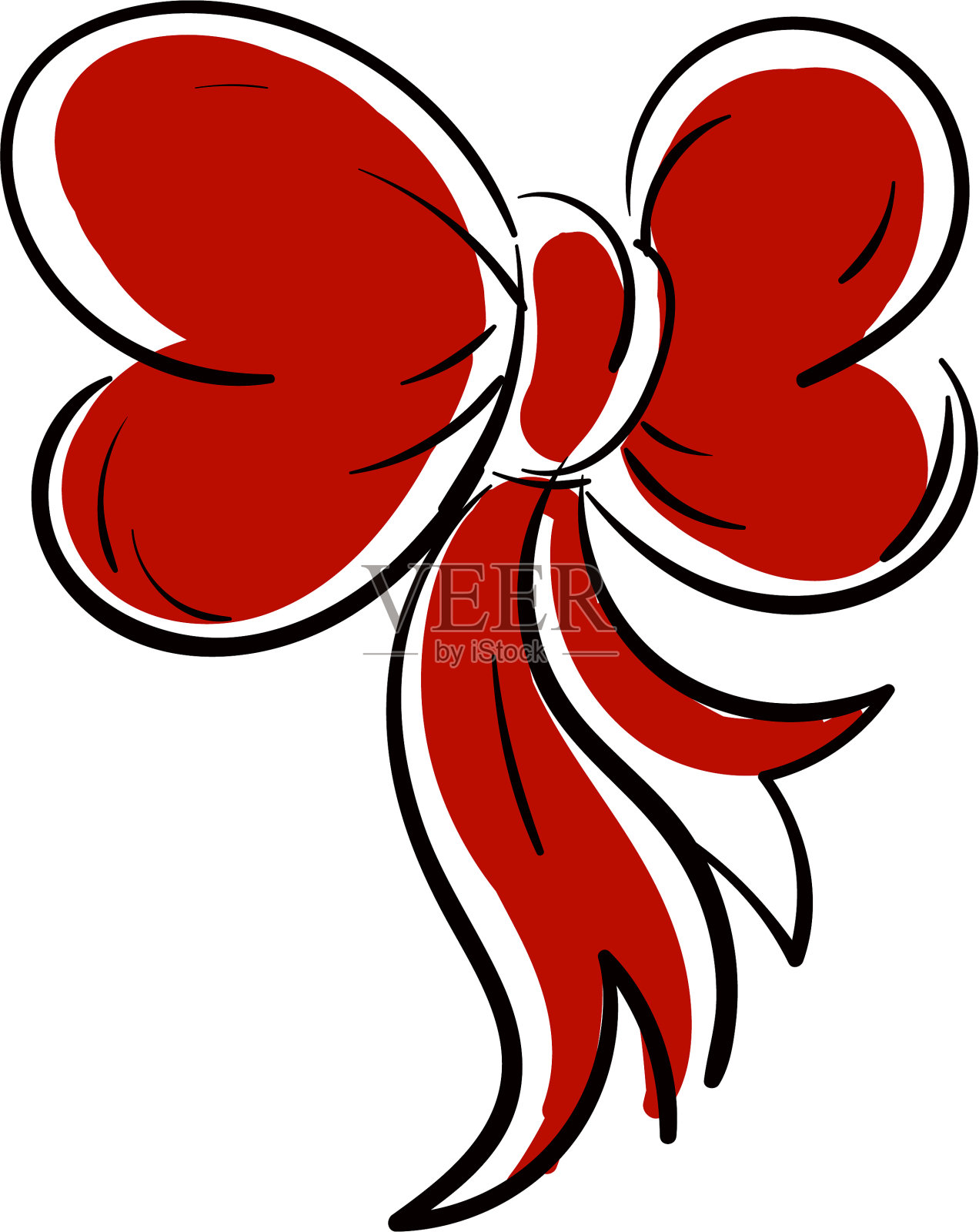 白色背景上的红色蝴蝶结设计元素图片