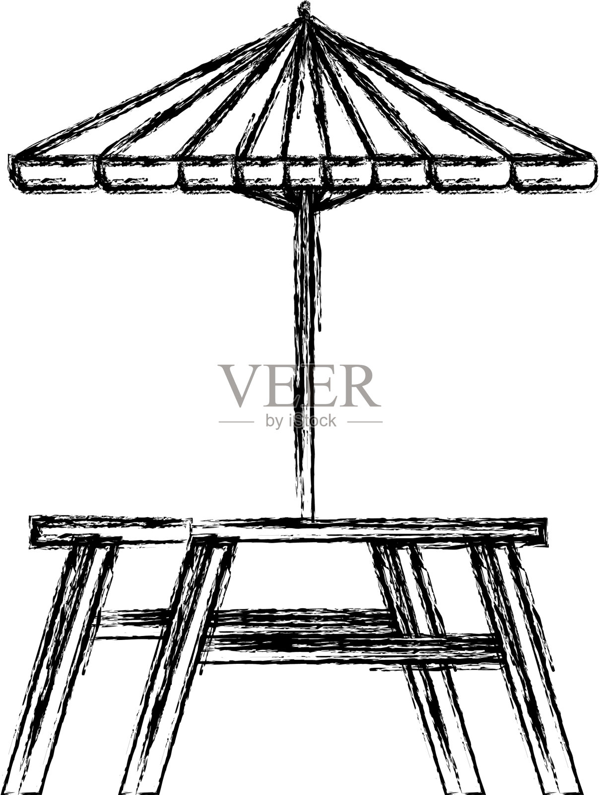 带伞的野餐桌设计元素图片