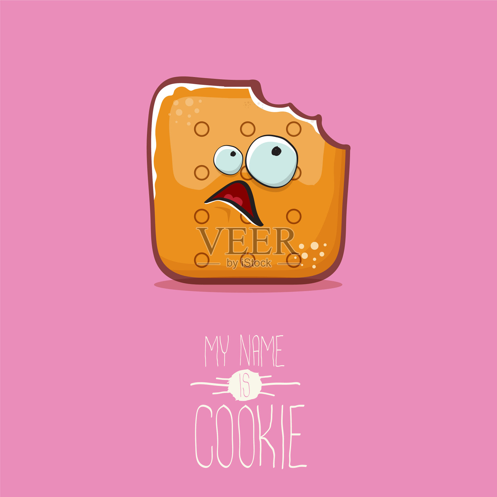 有趣的饼干人物孤立在粉红色插画图片素材