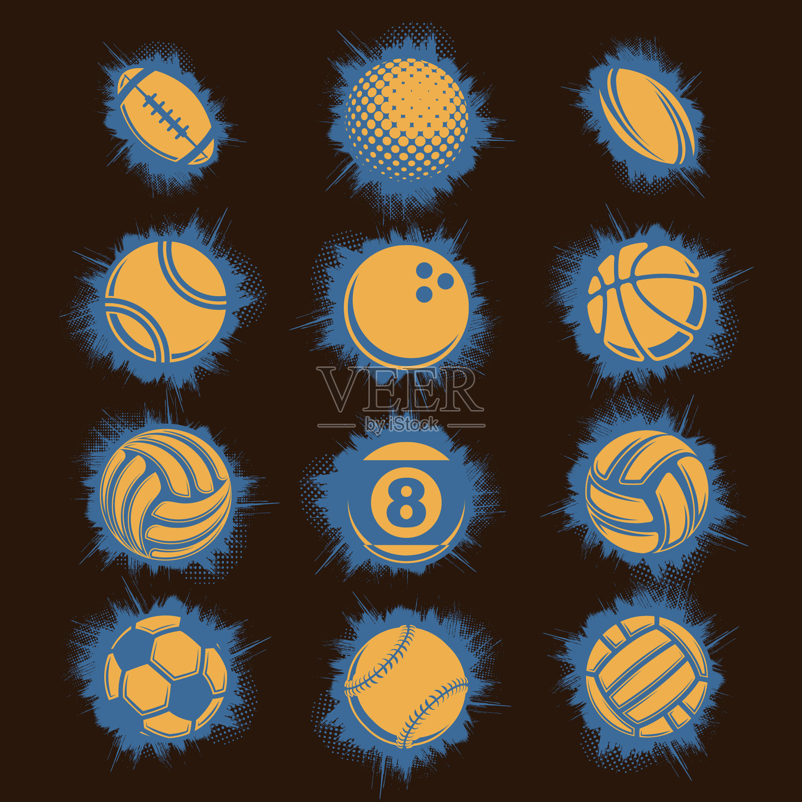 橙色运动球插画图片素材