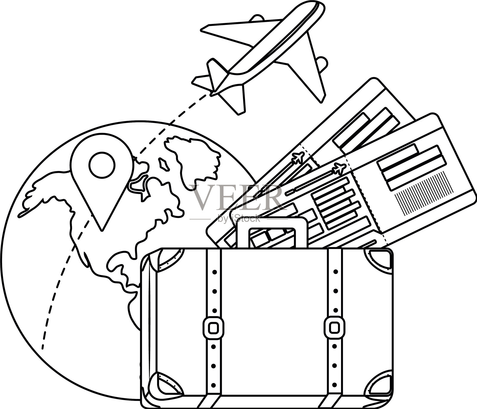 旅行箱与旅行设计图标素材