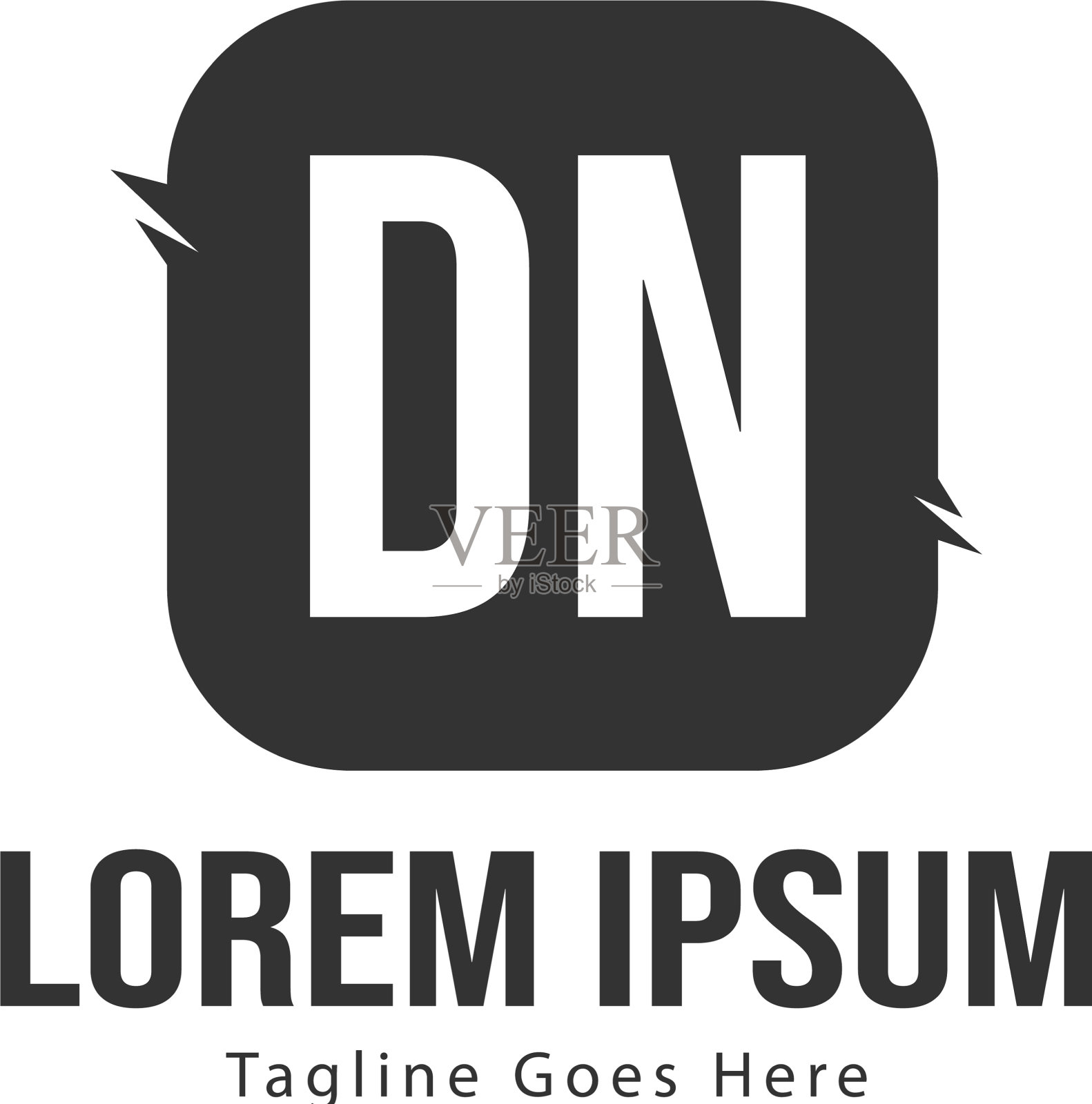 初始dn标志模板与现代框架插画图片素材