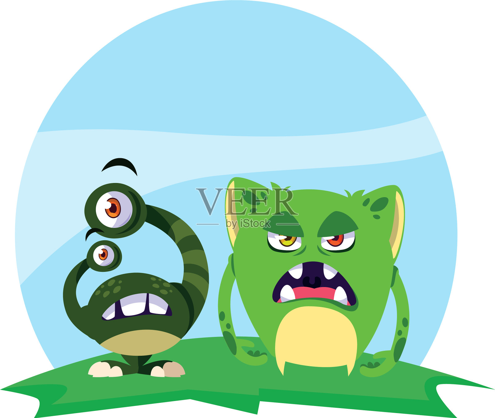 有趣的怪物在野外角色配对设计元素图片