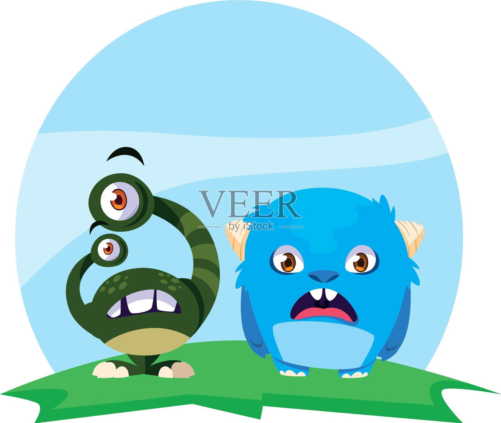 有趣的怪物在野外角色配对设计元素图片