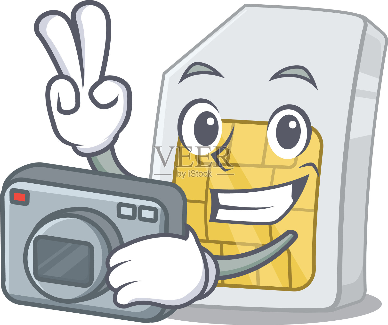 摄影师simcard孤立与卡通插画图片素材