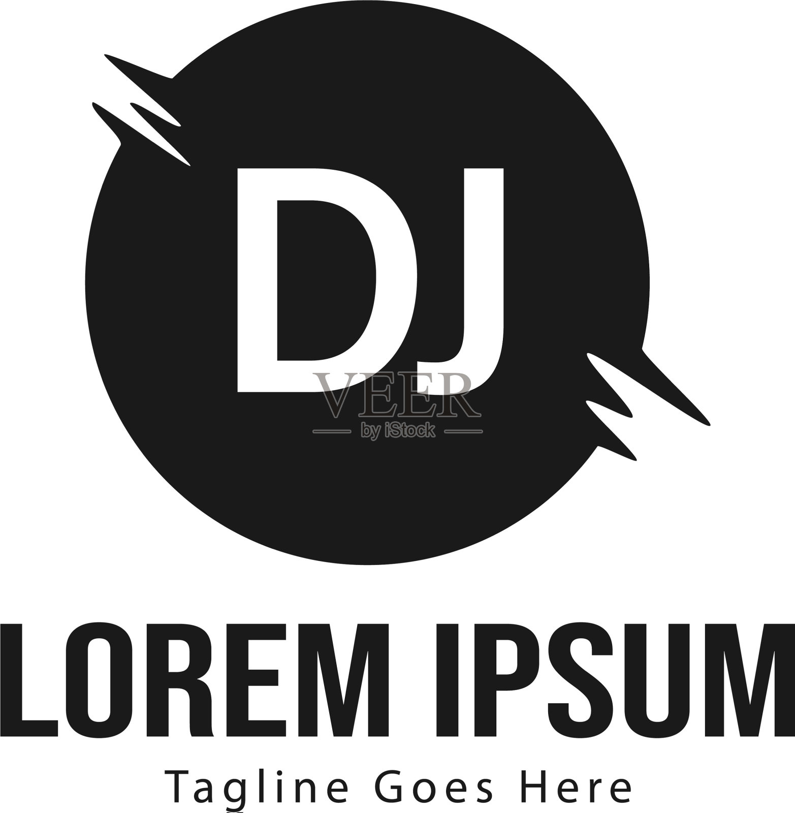 DJ字母标志设计创意现代DJ字母插画图片素材