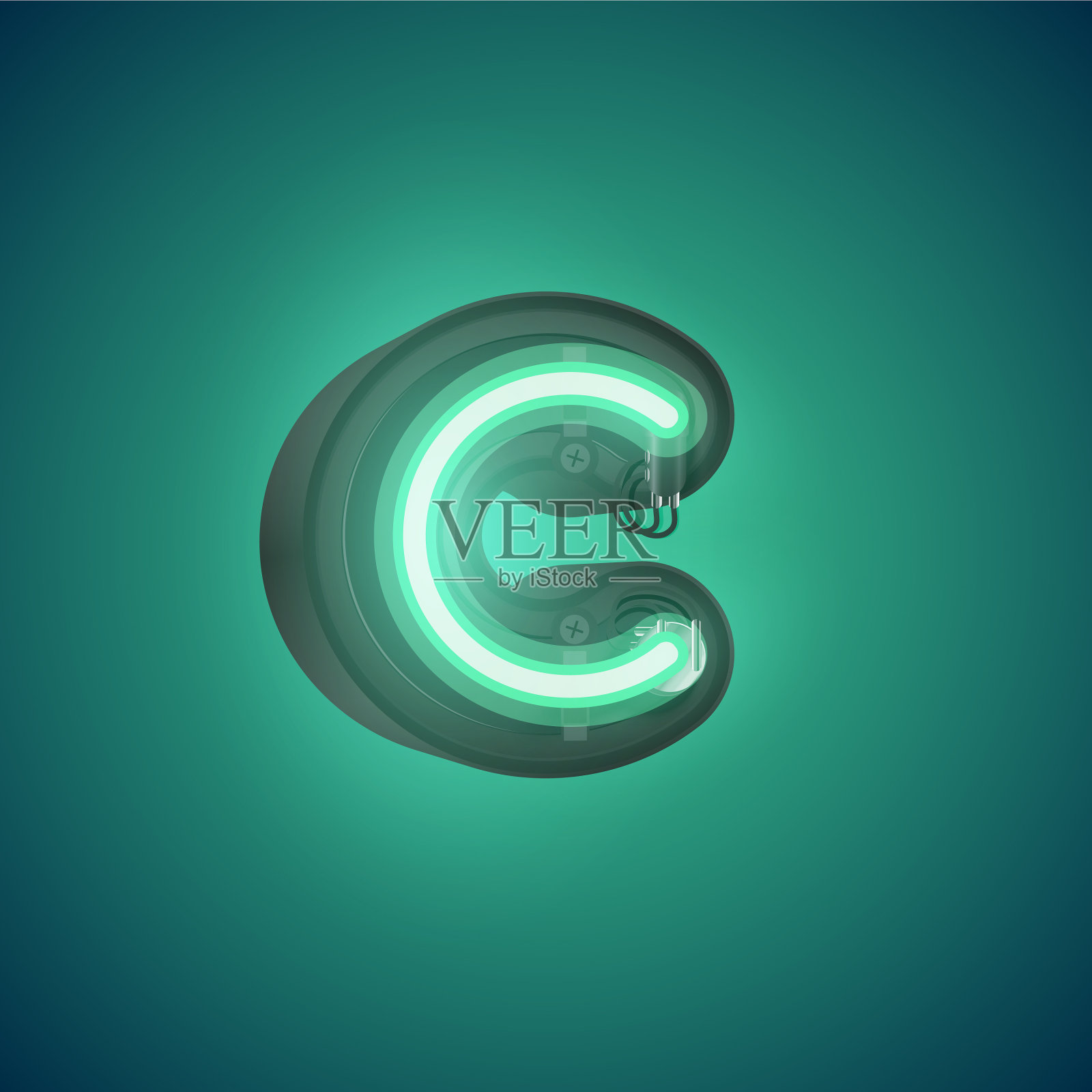 来自控制台的现实霓虹角色插画图片素材