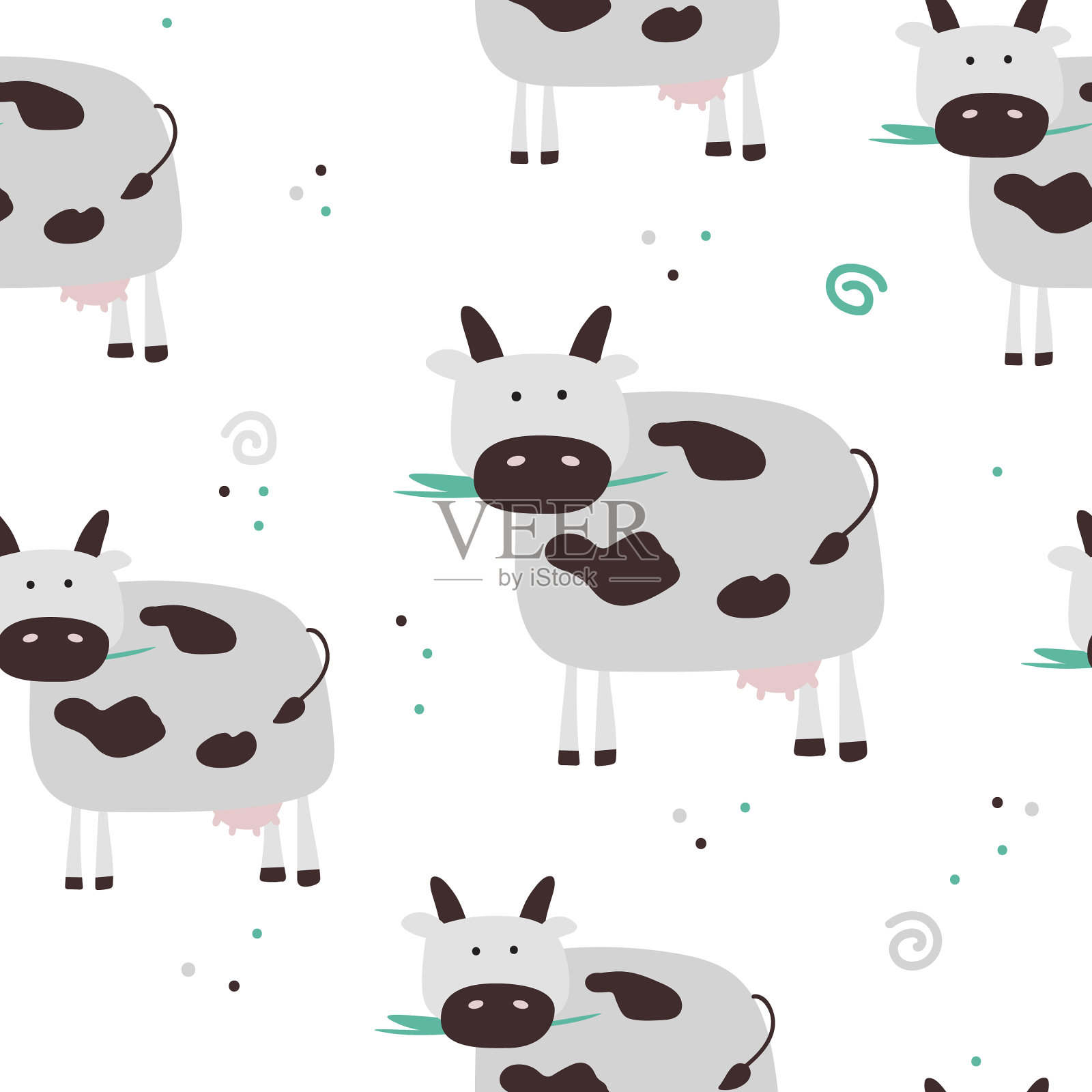 简单奶牛无缝图案插画图片素材