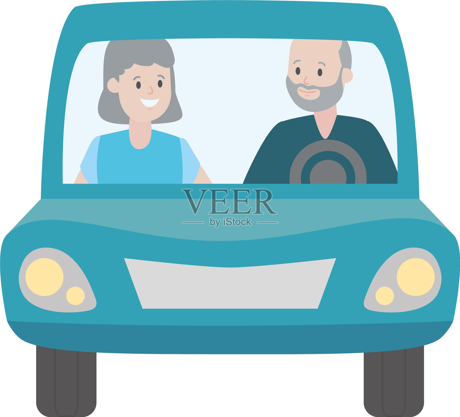 车里的老夫妇设计元素图片