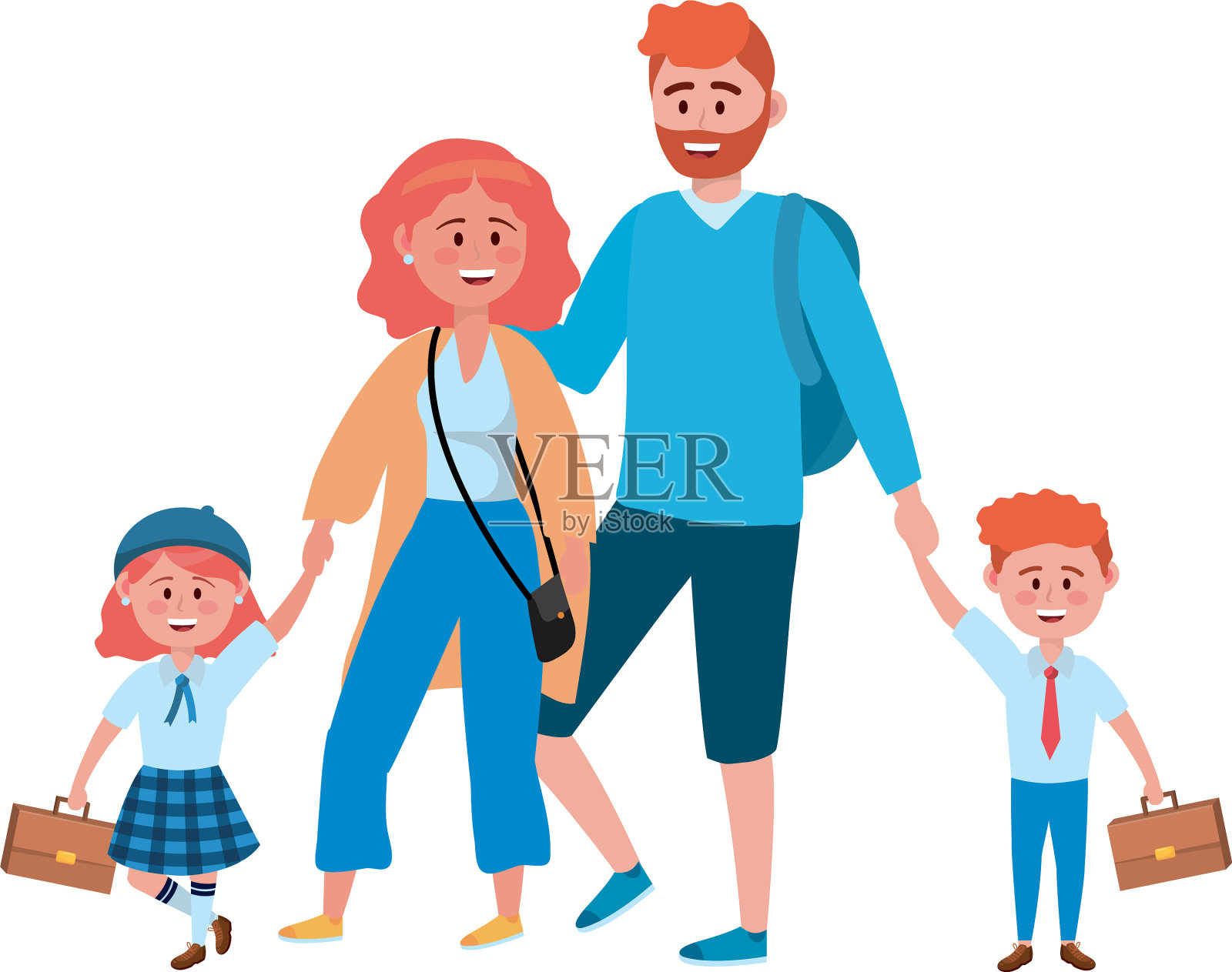 父母带着孩子去学校设计设计元素图片