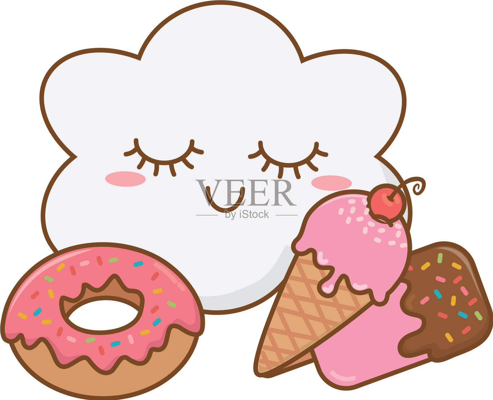 冰淇淋、冰棒和甜甜圈设计元素图片