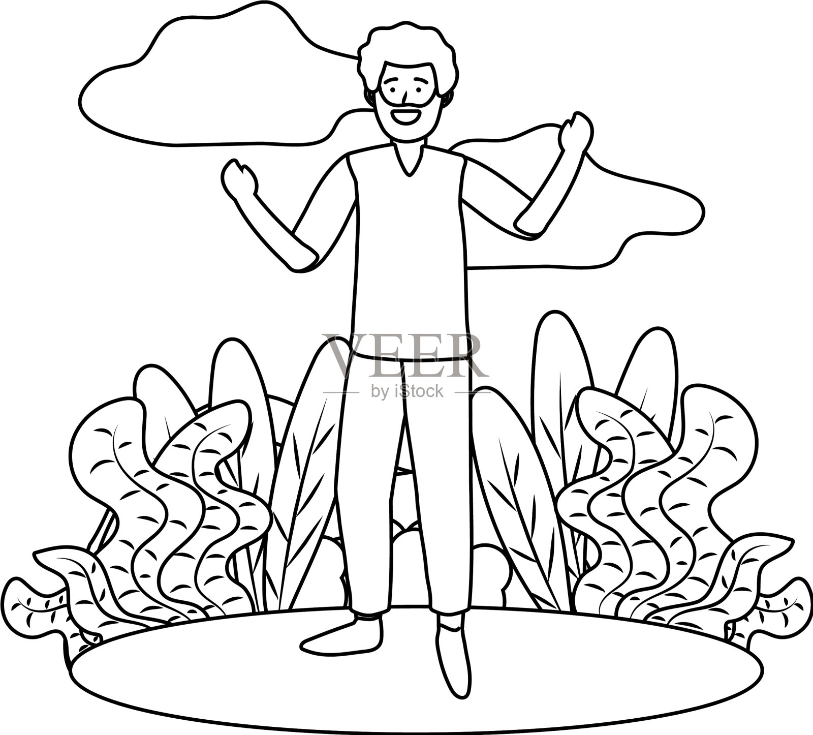 男人头像卡通人物黑白设计元素图片