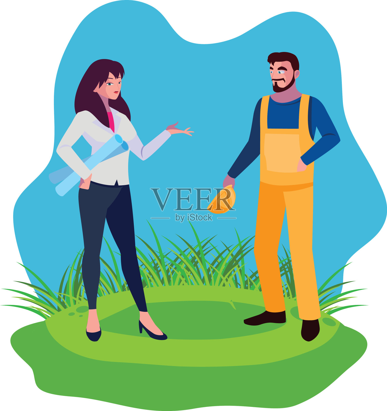 男建造师和女工程师设计元素图片