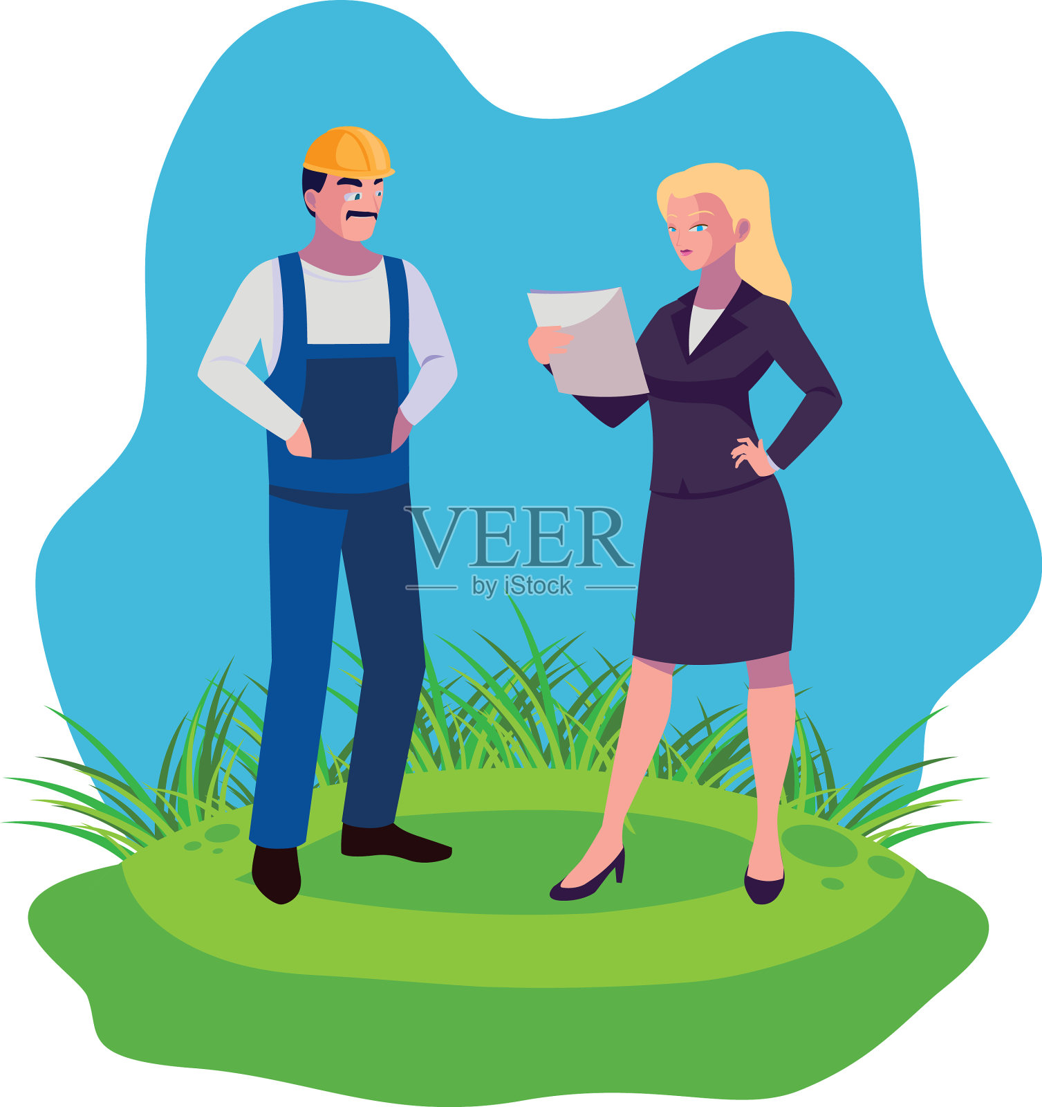 男建造师和女工程师设计元素图片