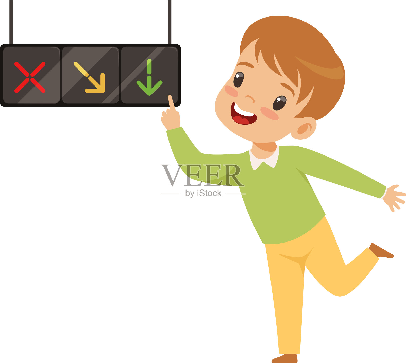 男孩指着红绿灯教育设计元素图片