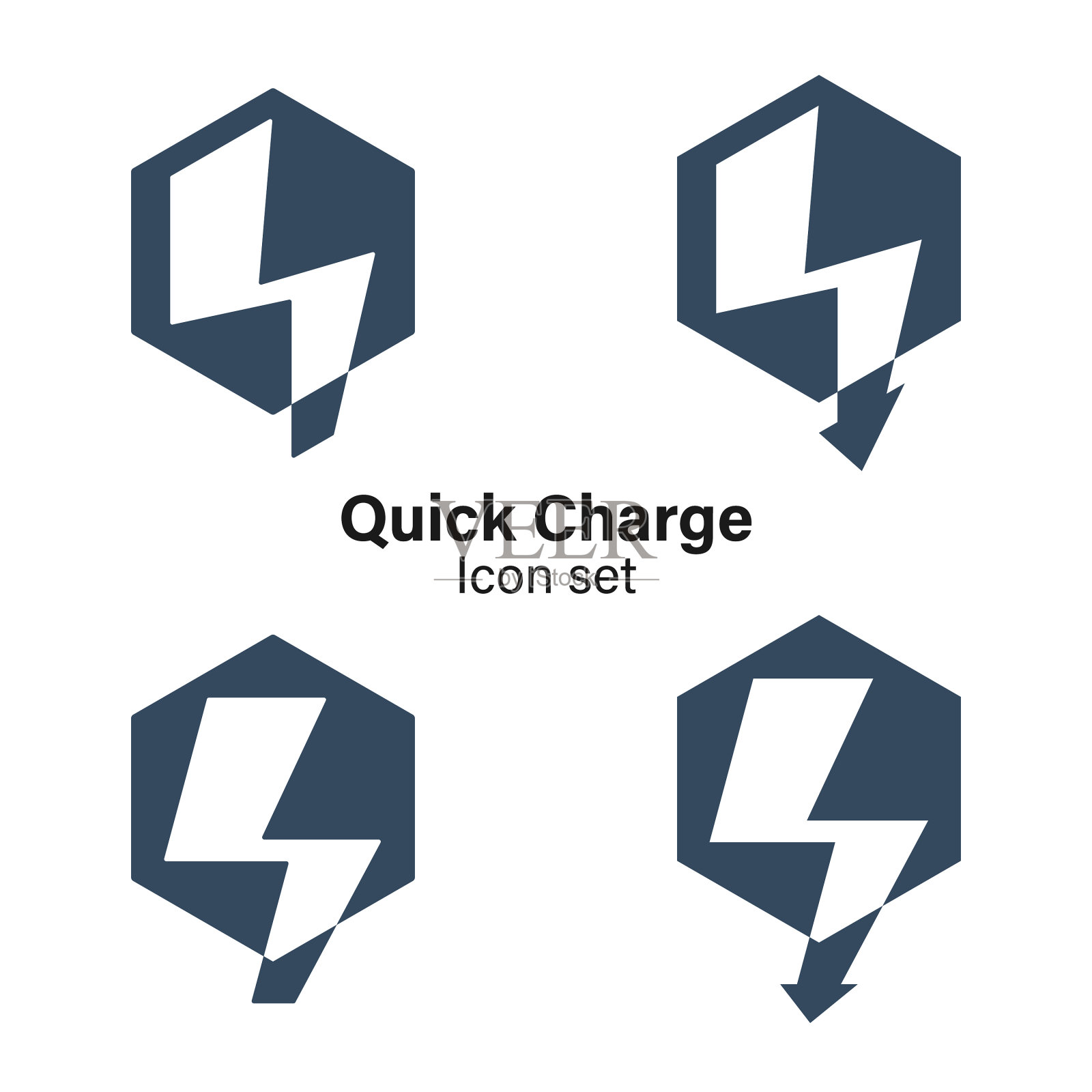 Q字母标志用雷电闪电负极图标素材