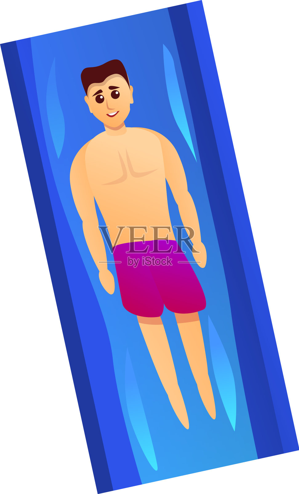 男人休息在水床垫图标卡通风格设计元素图片