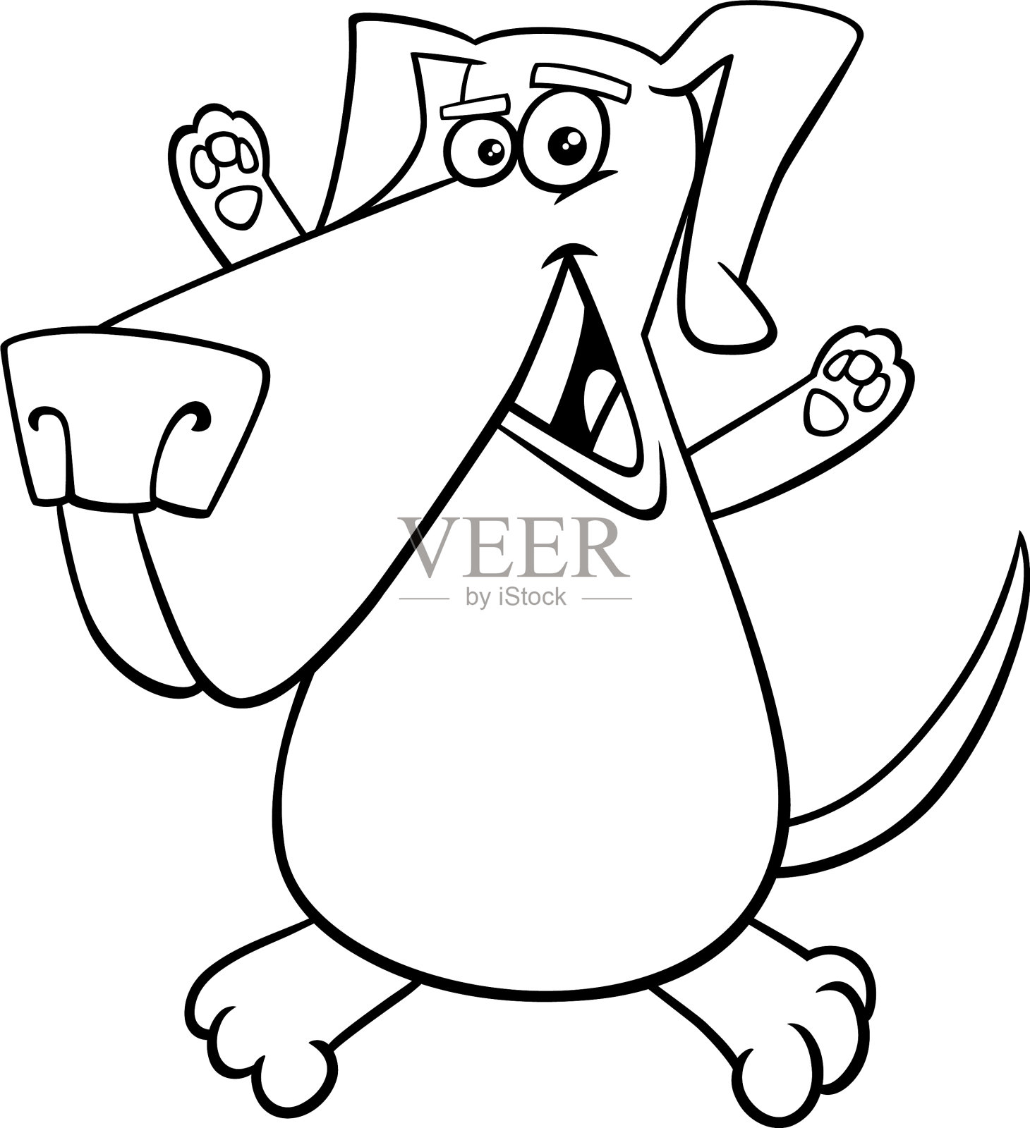 快乐狗动物人物涂色书设计元素图片