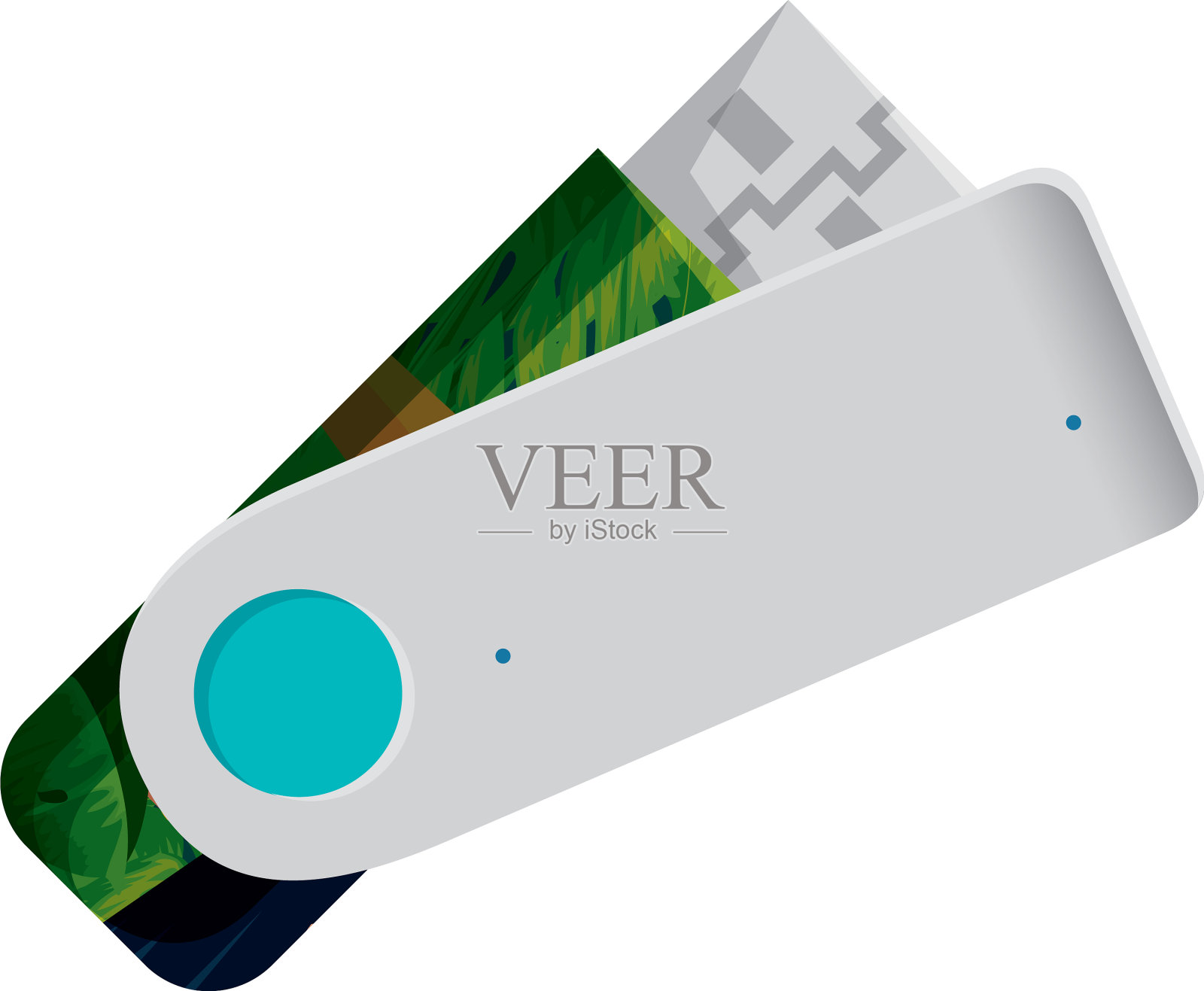 带有热带花卉图案的Usb闪存设计元素图片