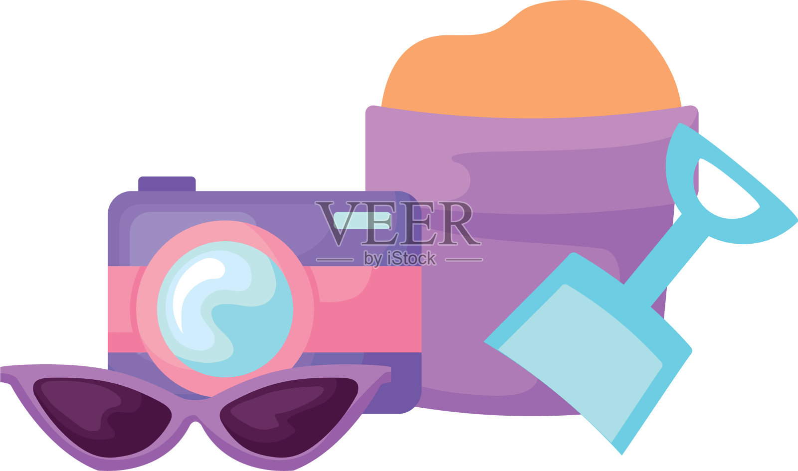 带桶和太阳镜的相机设计元素图片