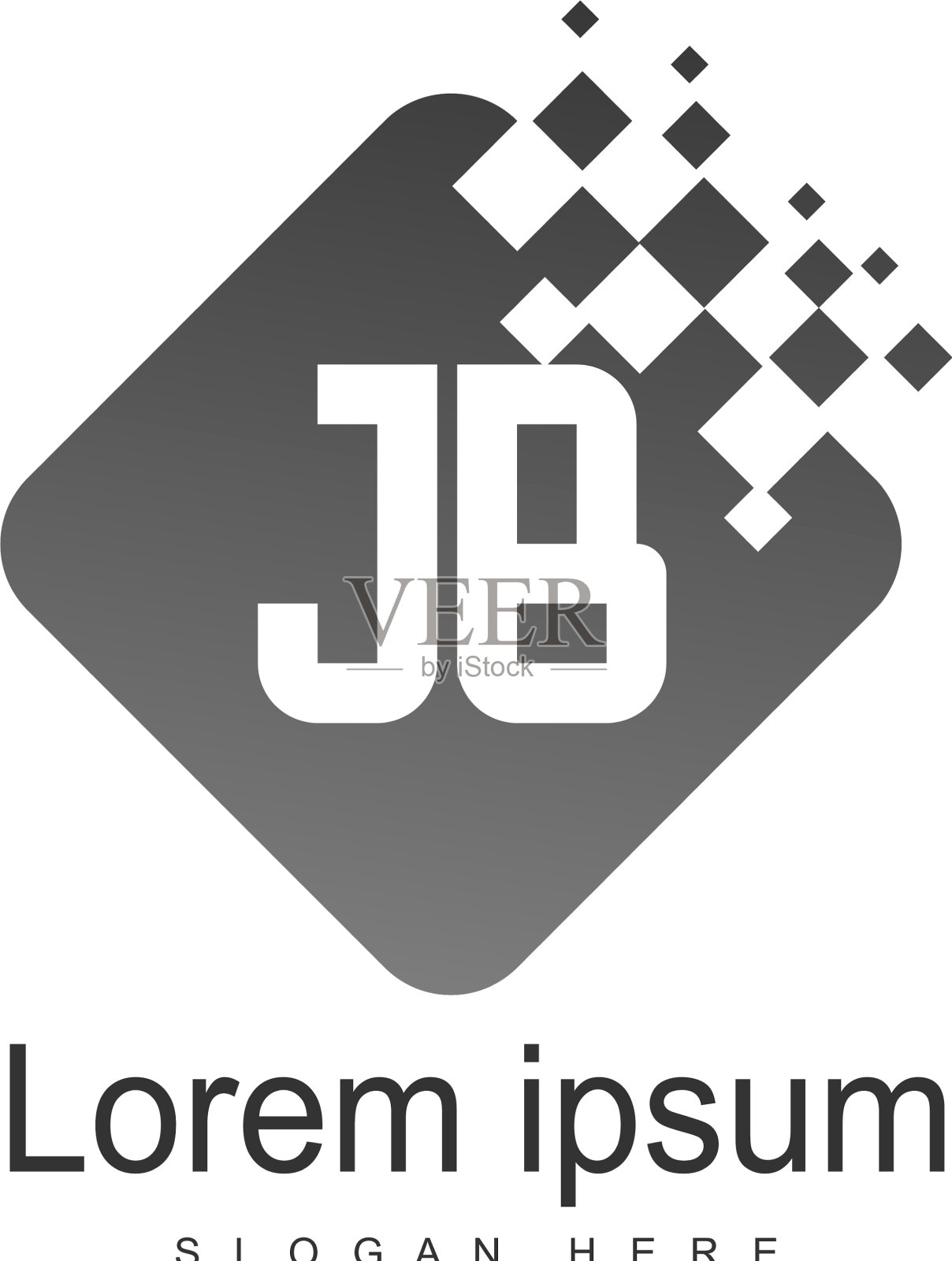 初始jb标志模板与现代框架插画图片素材