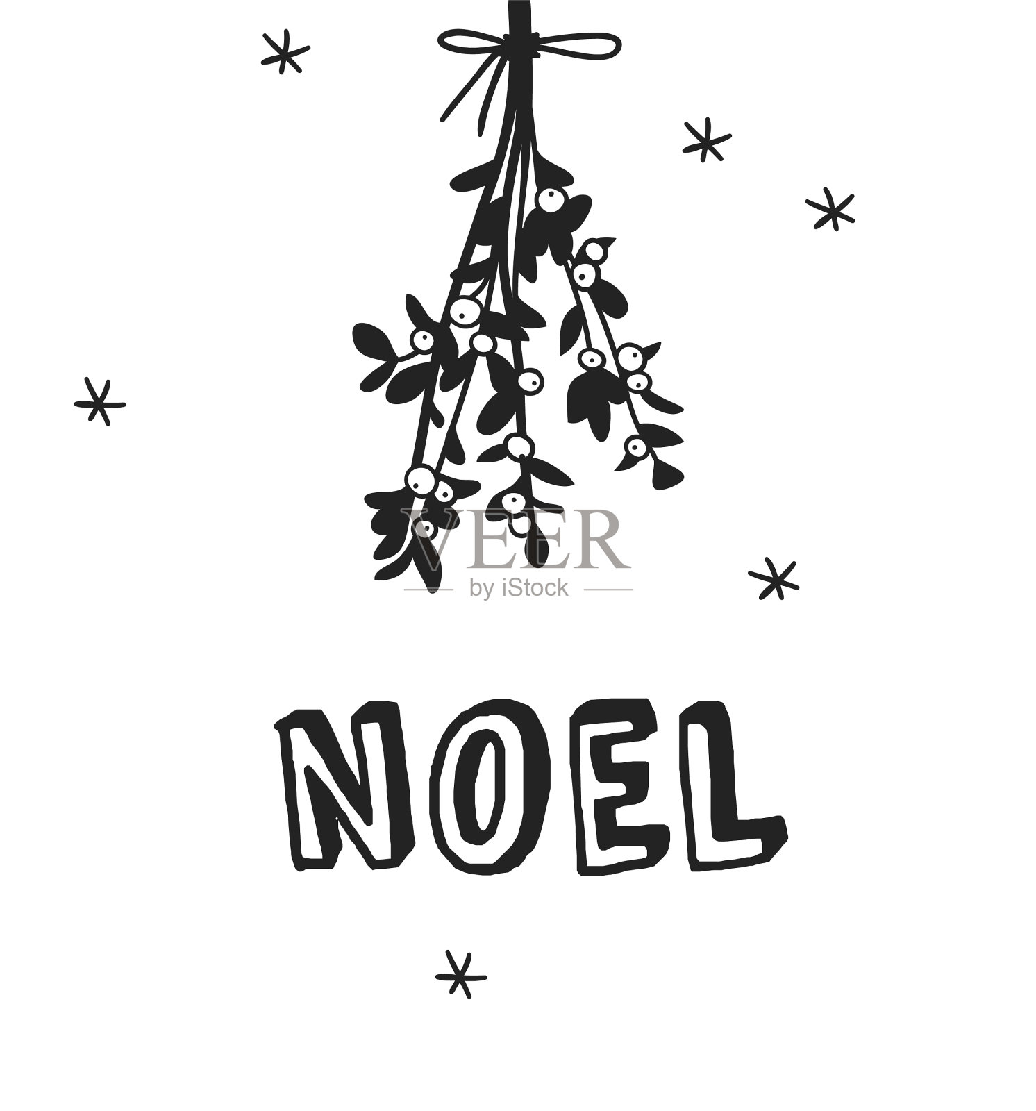 手绘圣诞槲寄生在白色插画图片素材