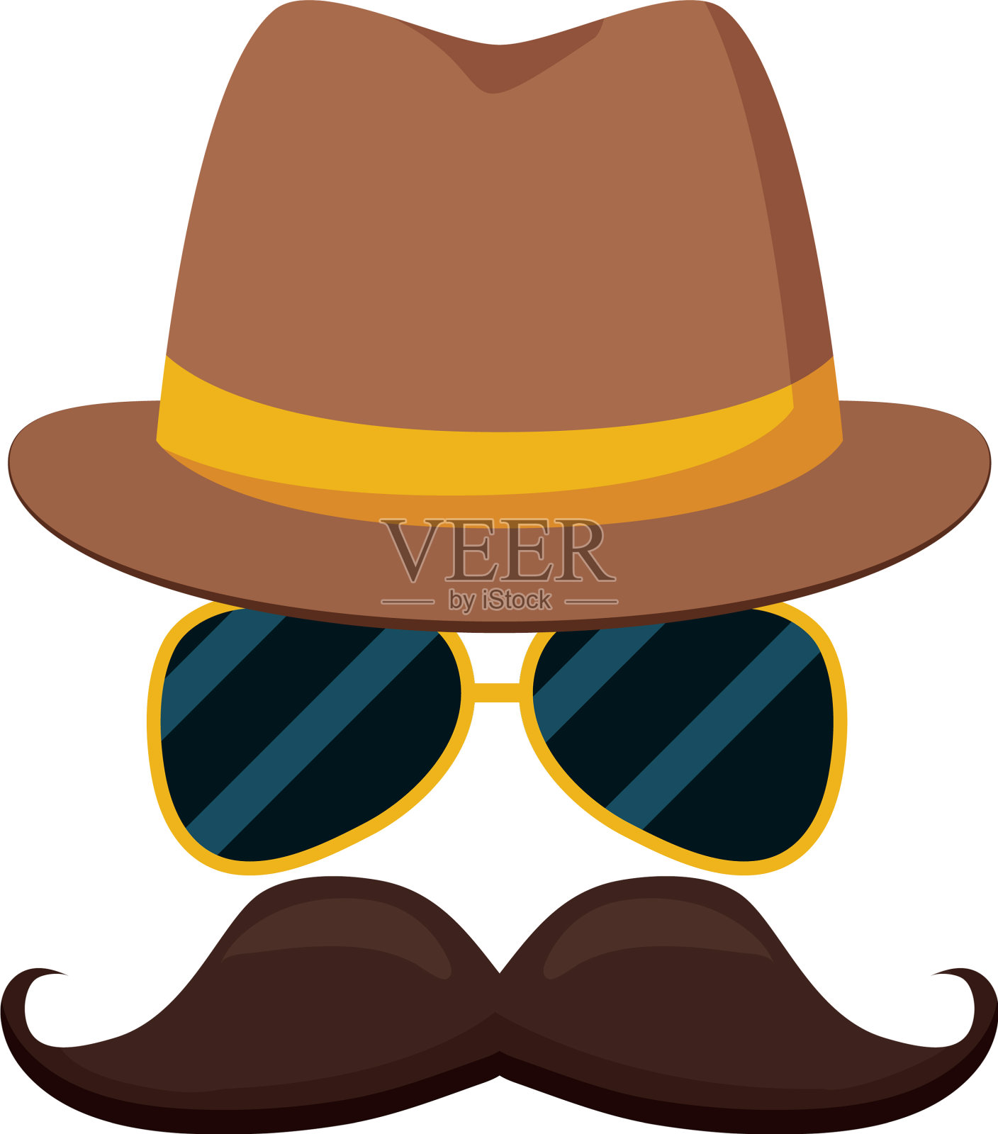 时髦的帽子，胡子，眼镜设计元素图片