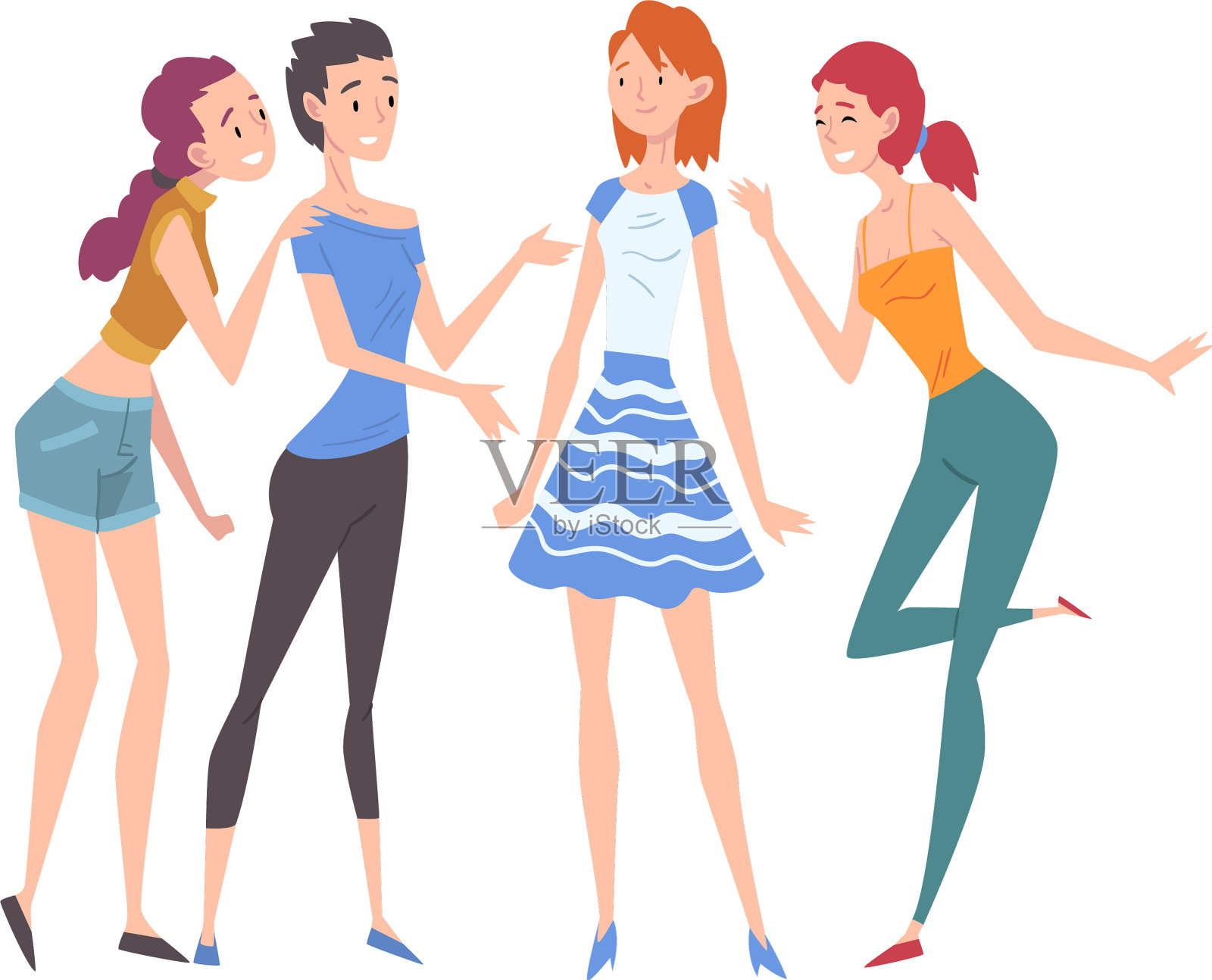 美丽的女孩穿着时髦的衣服站着设计元素图片