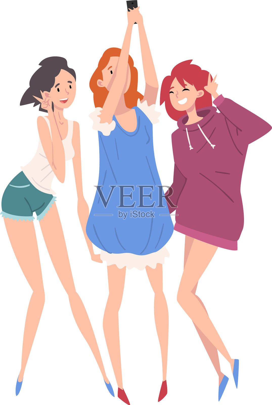 美丽的女孩穿着时髦的衣服站着设计元素图片