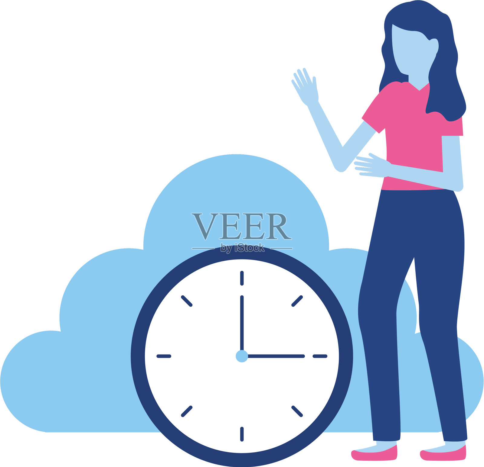 女人云存储钟设计元素图片