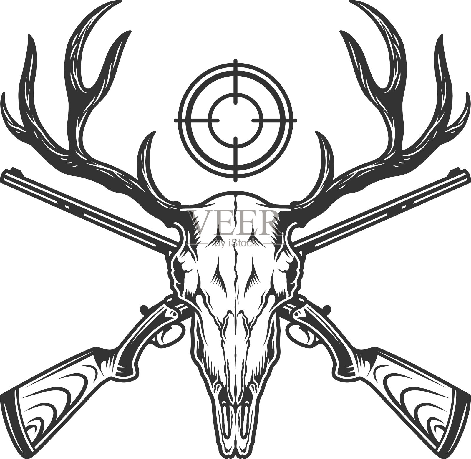 复古单色狩猎模板设计元素图片