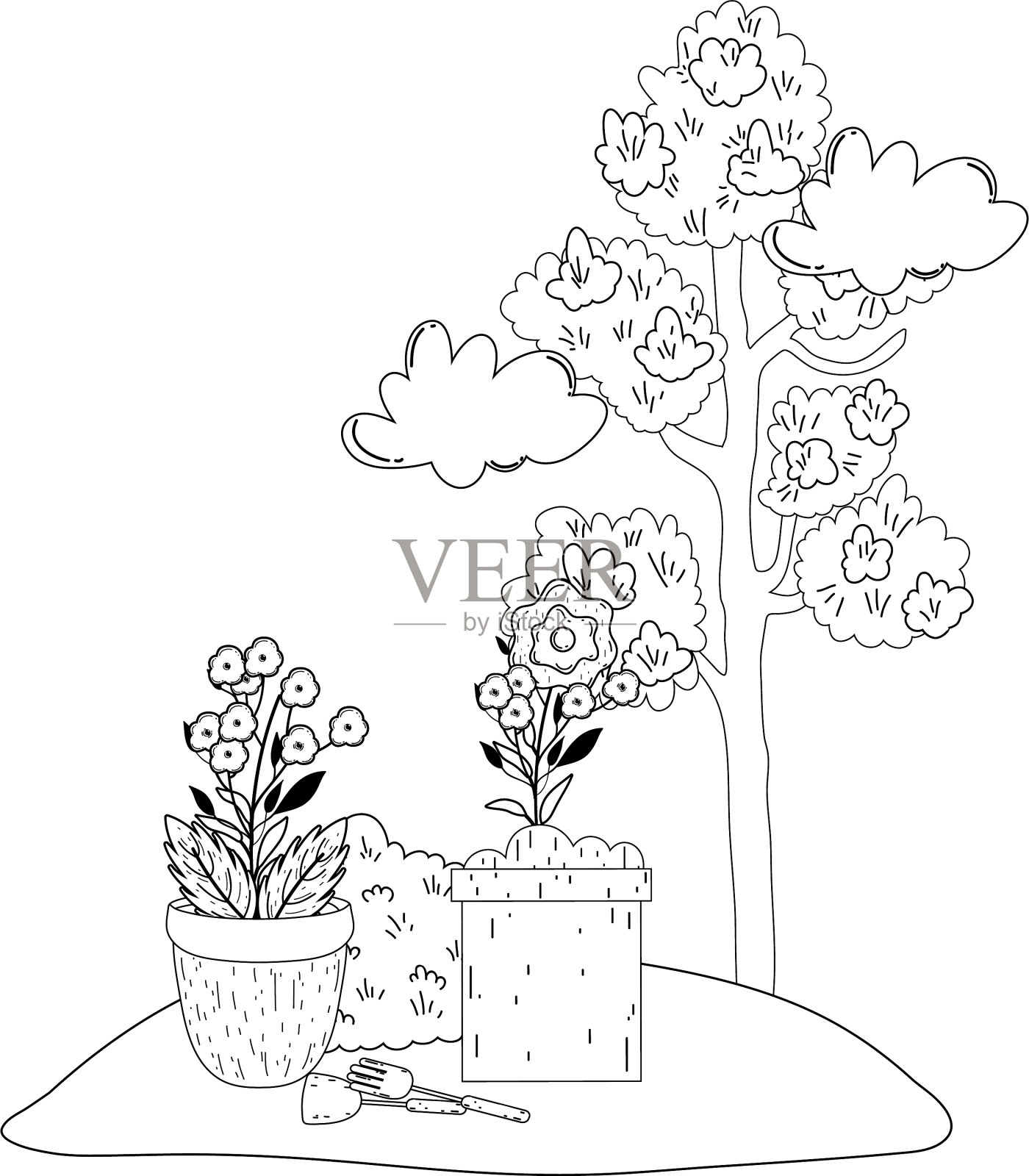 树木植物与花卉花园设计元素图片