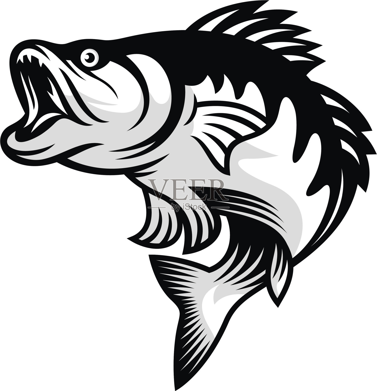 老式钓鱼徽章，标志，标志标签设计元素图片