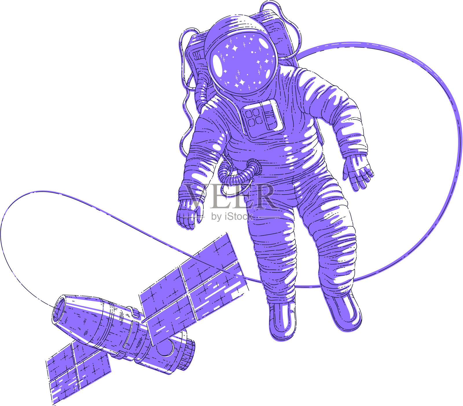 宇航员在与太空相连的开放空间飞行设计元素图片