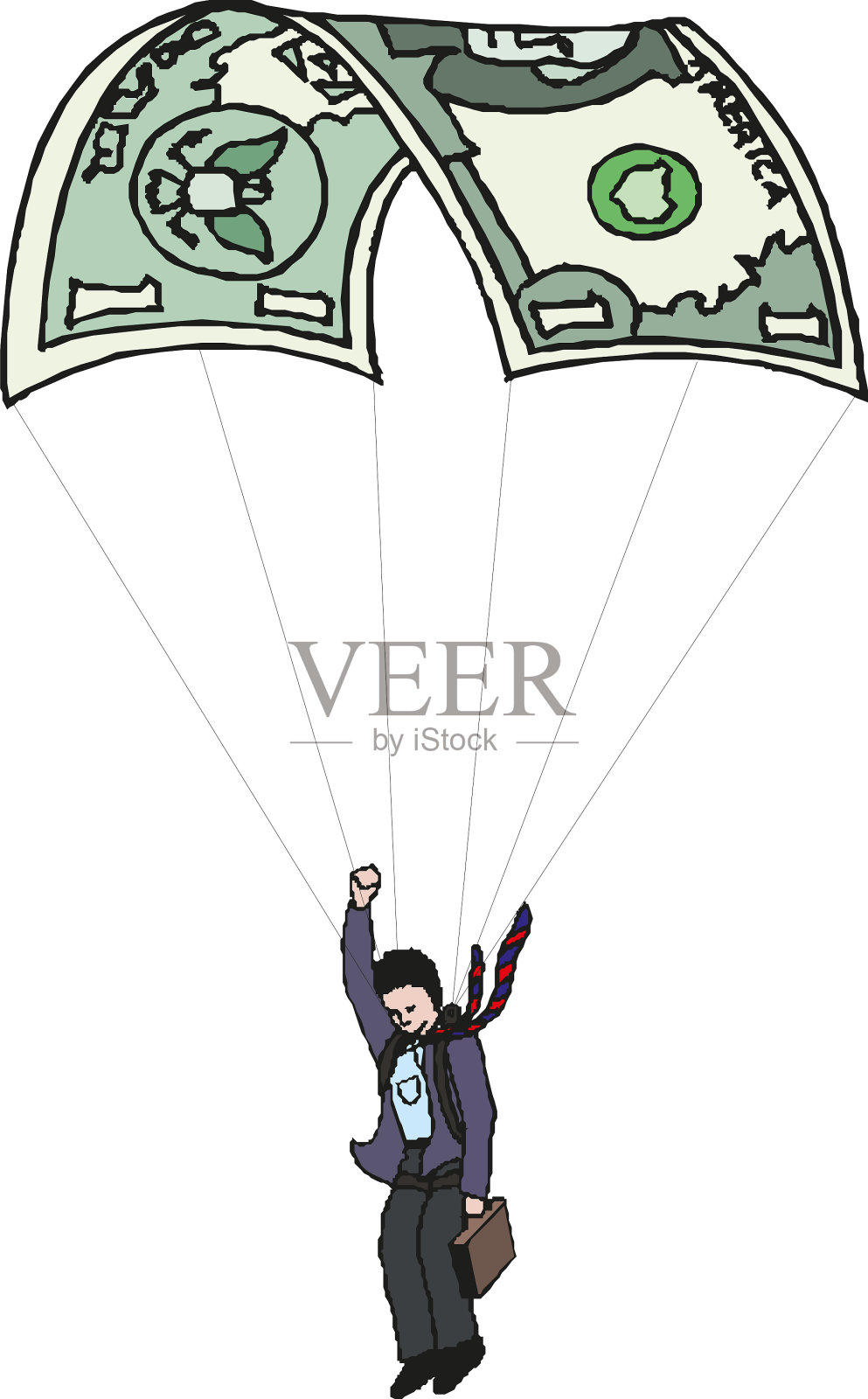用钞票当降落伞的商人设计元素图片