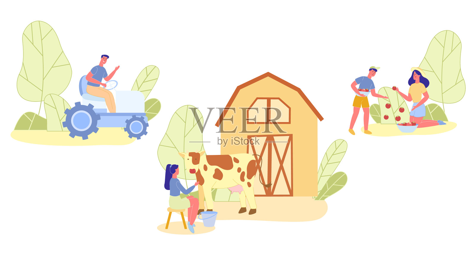 人们园艺收获驾驶拖拉机套设计元素图片