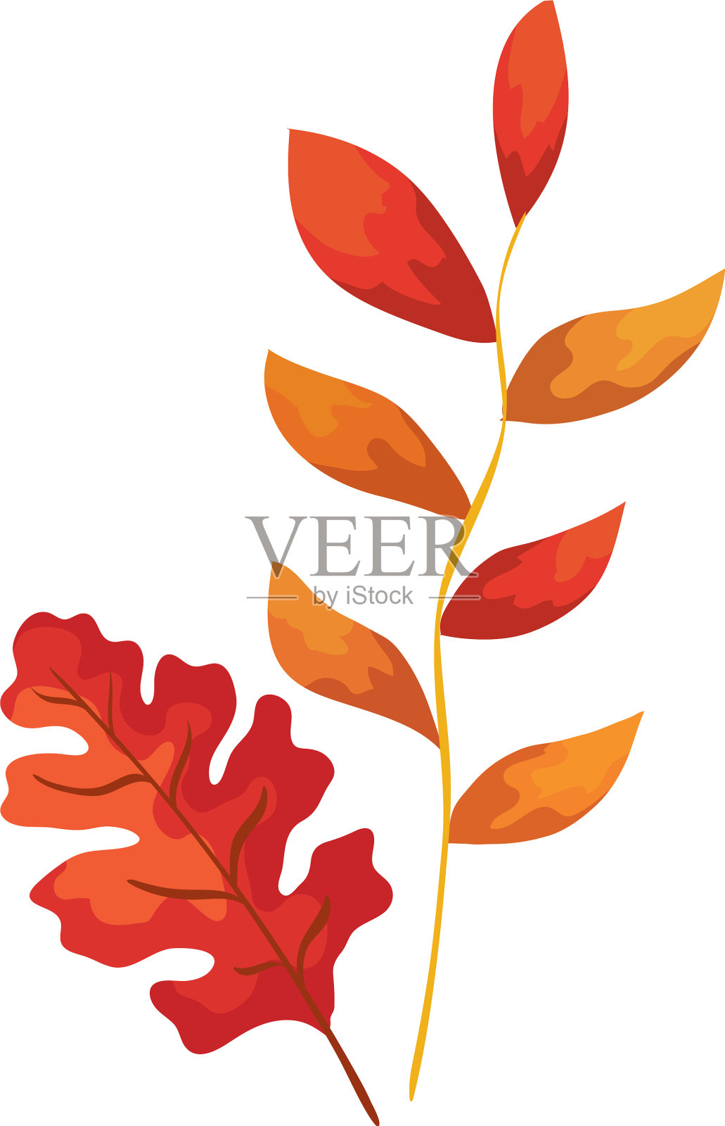 季节秋天枝与叶设计元素图片