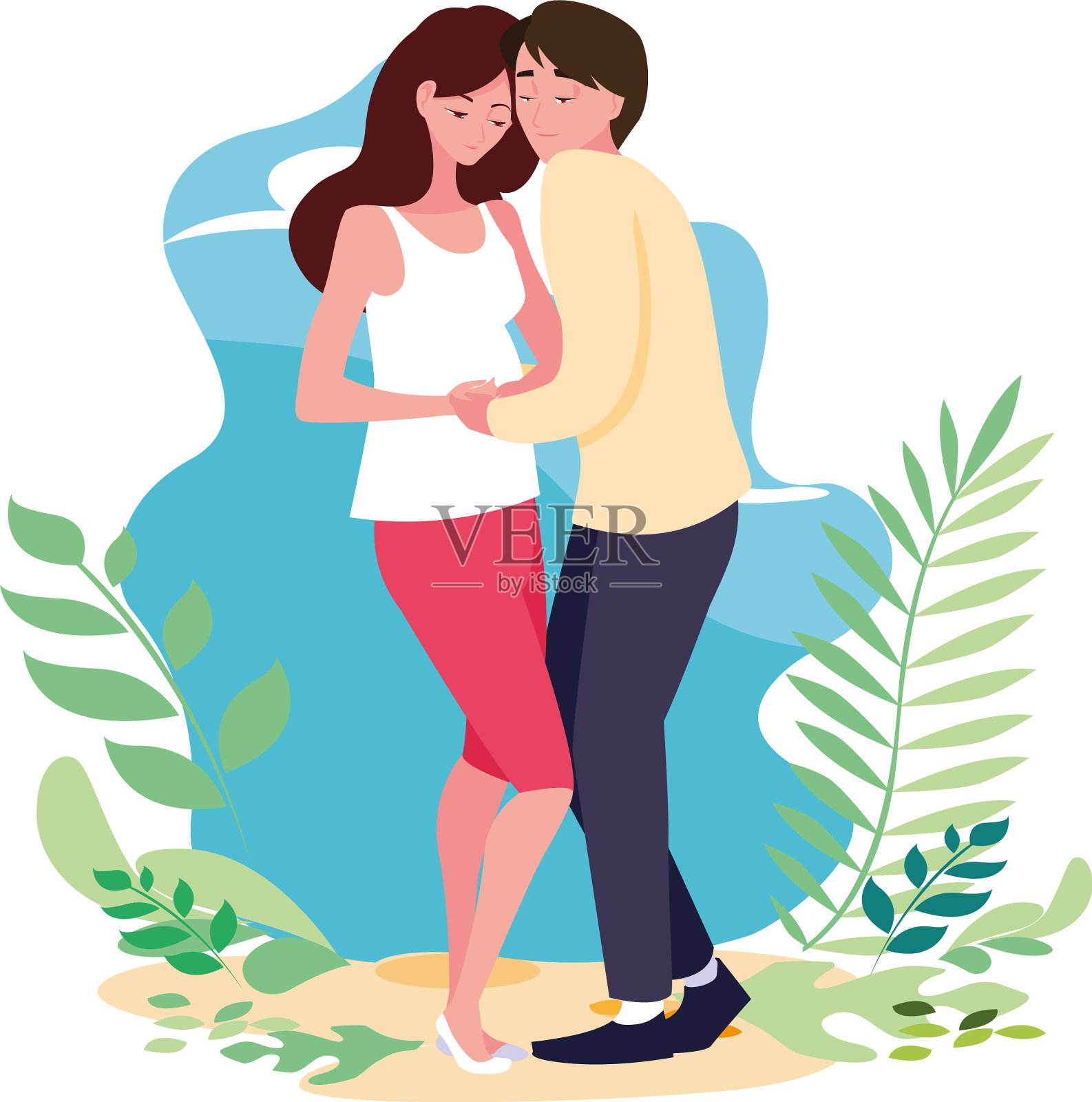 孕妇与男性隔离设计设计元素图片