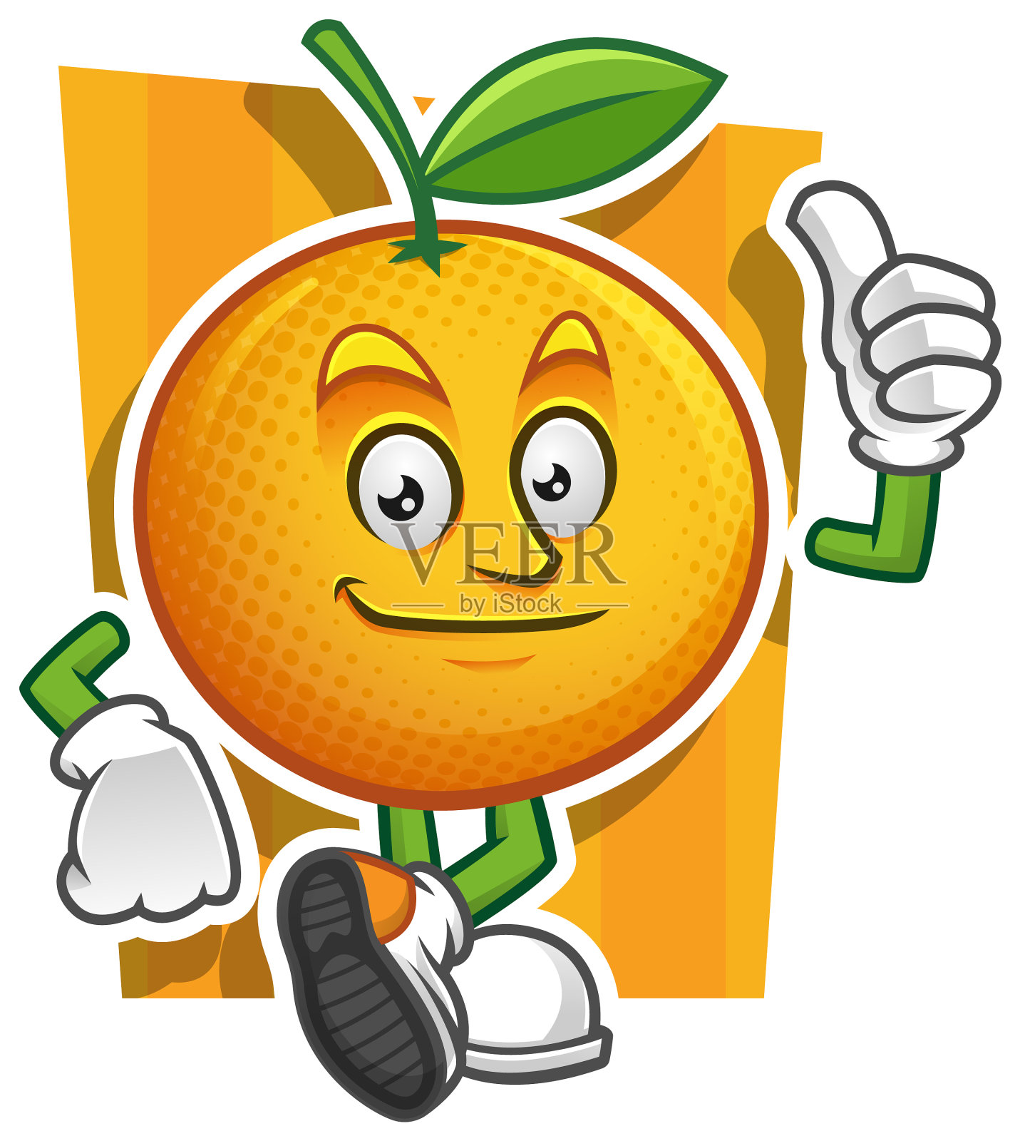 橙色的角色设计或橙色的吉祥物完美无缺设计元素图片