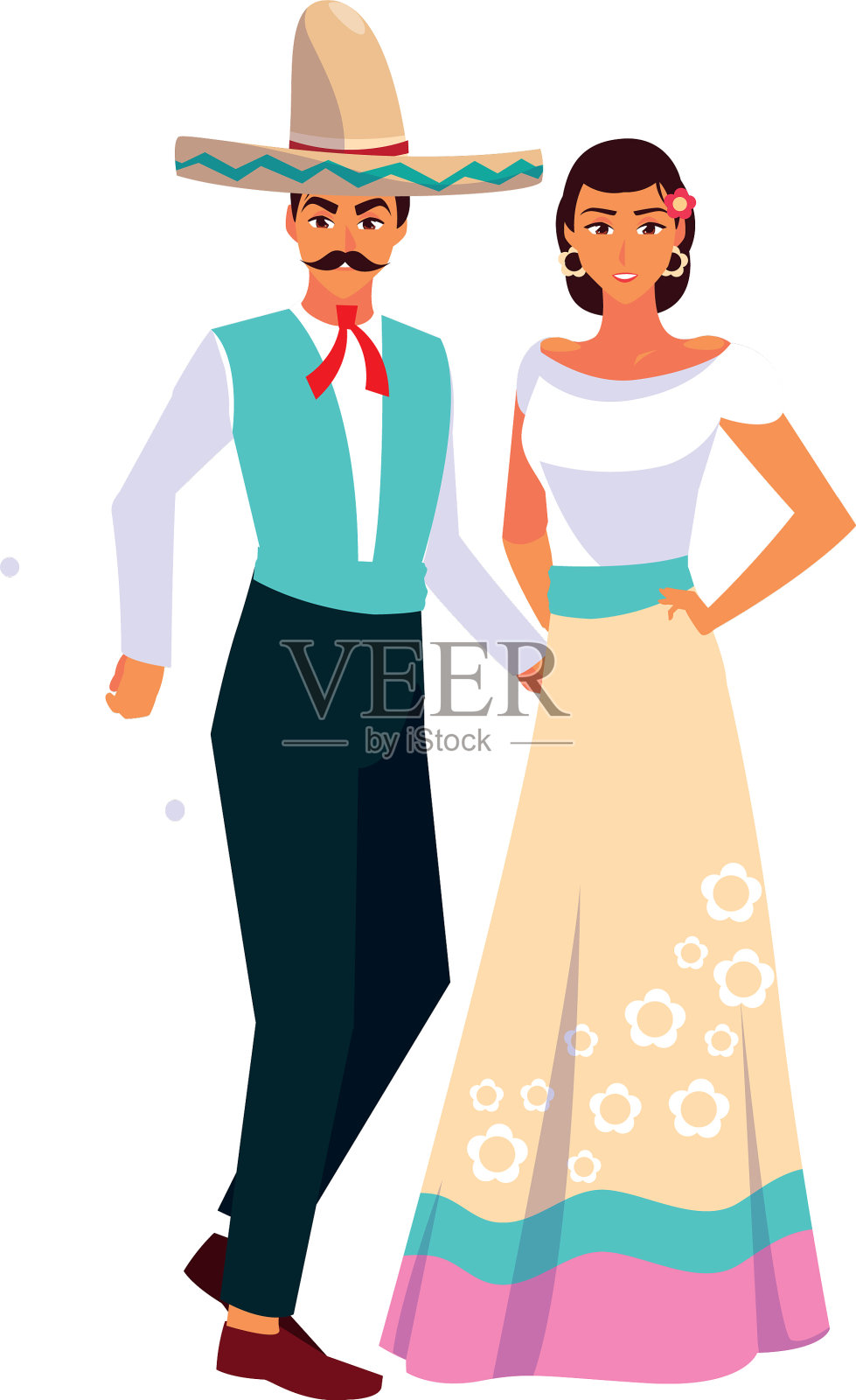 孤立的墨西哥夫妇设计设计元素图片