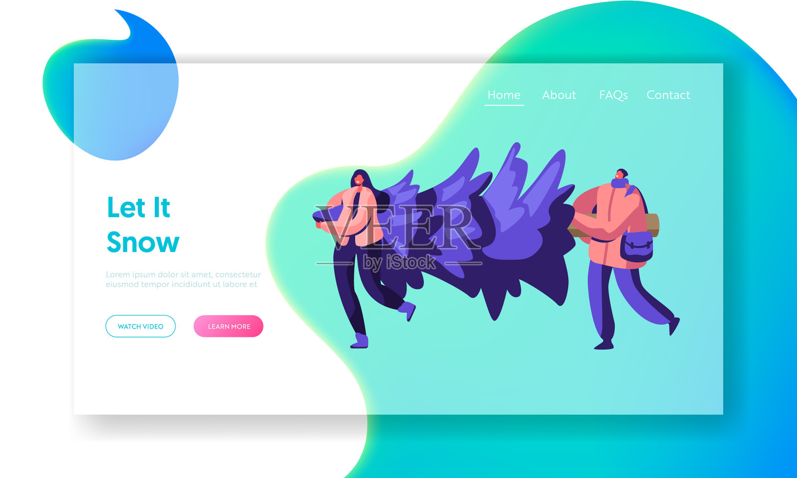 幸福夫妇携杉树网站登陆页面设计模板素材